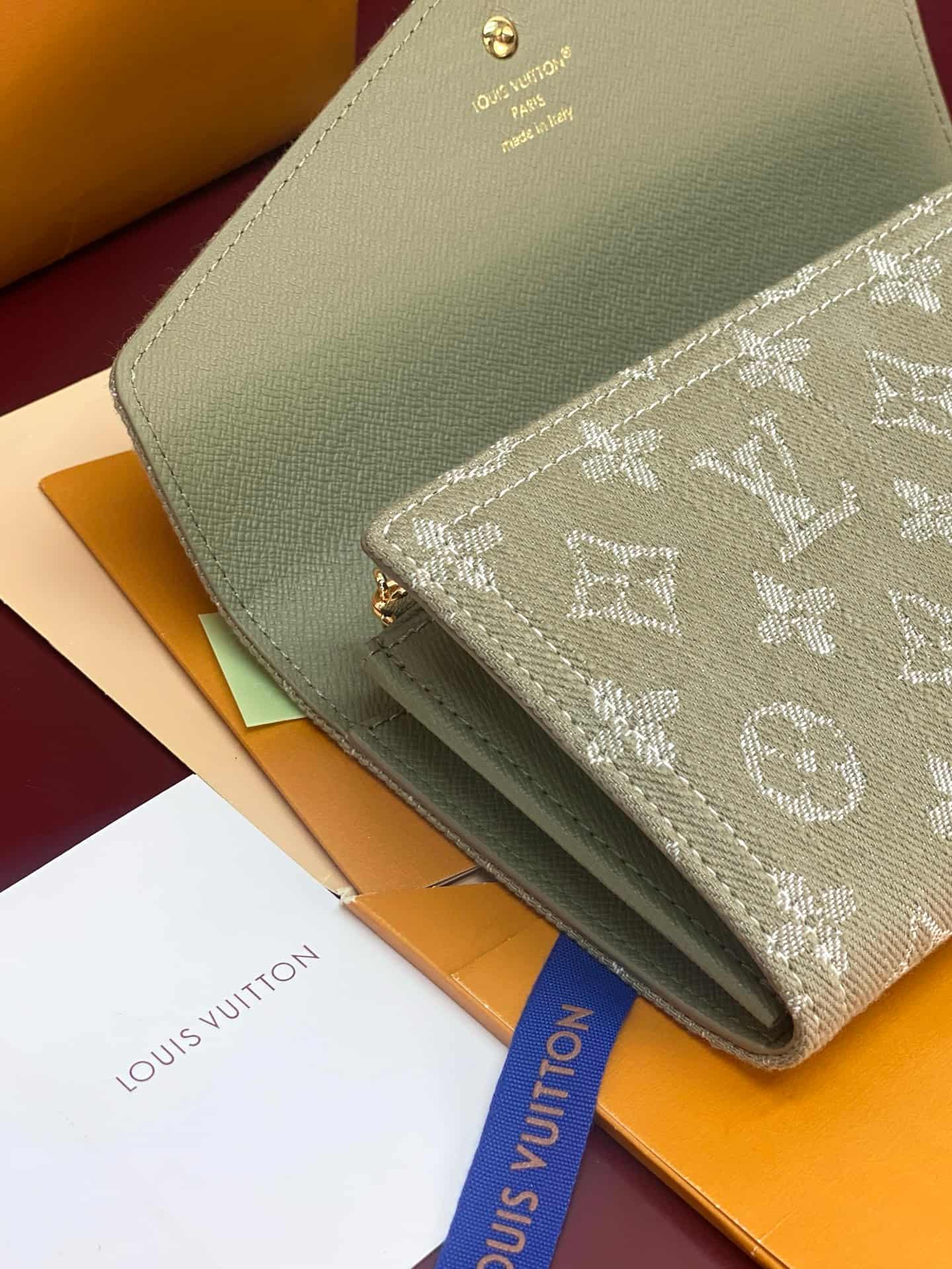 Louis Vuitton Sarah Wallet Khaki Denim M28280 High