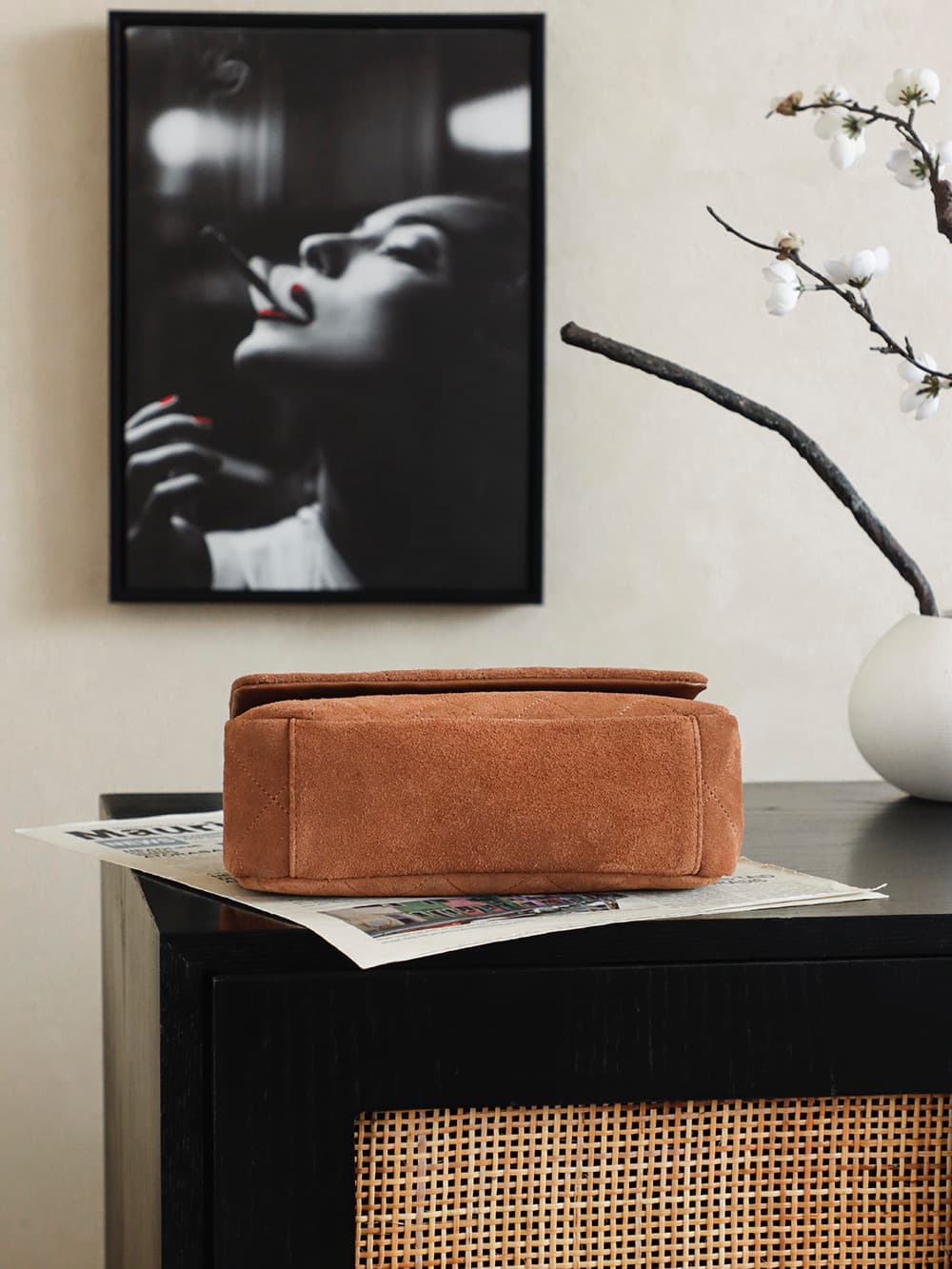 Chanel Flap Bag Suede Calfskin & Gold-Tone Metal Caramel AS6449 A