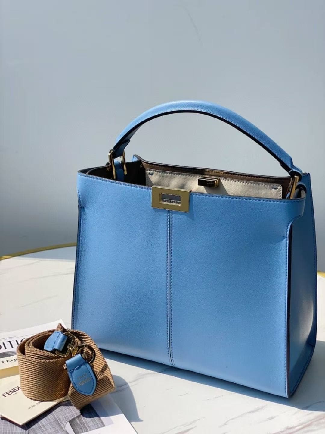 PEEKABOO X-LITE MEDIUM leather bag Blue High