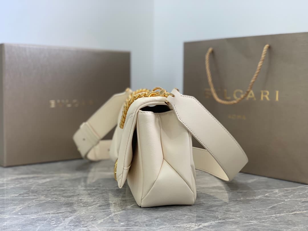 BVLGARI Serpenti Cabochon Small Cross-body Bag White High