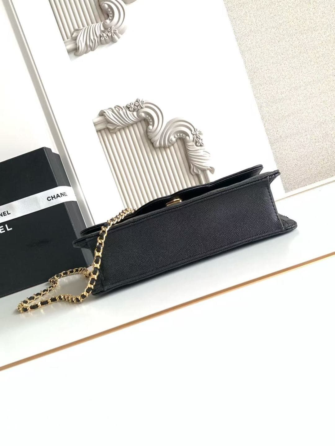 Chanel Wallet on chain Grained Calfskin & Gold-Tone Metal Black AS6554 A