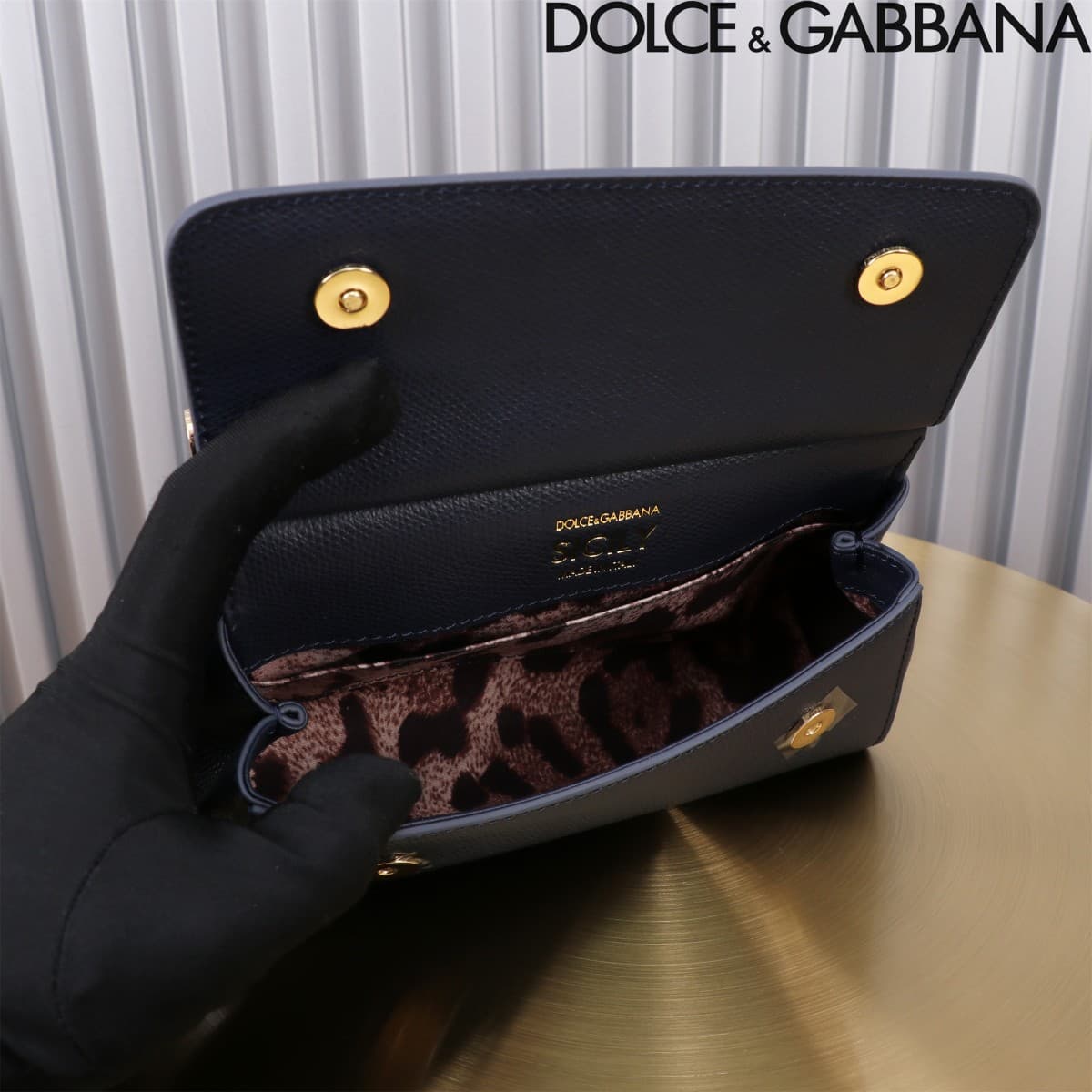 Dolce & Gabbana Miss Sicily top handle bag calfskin leather Navy Blue High