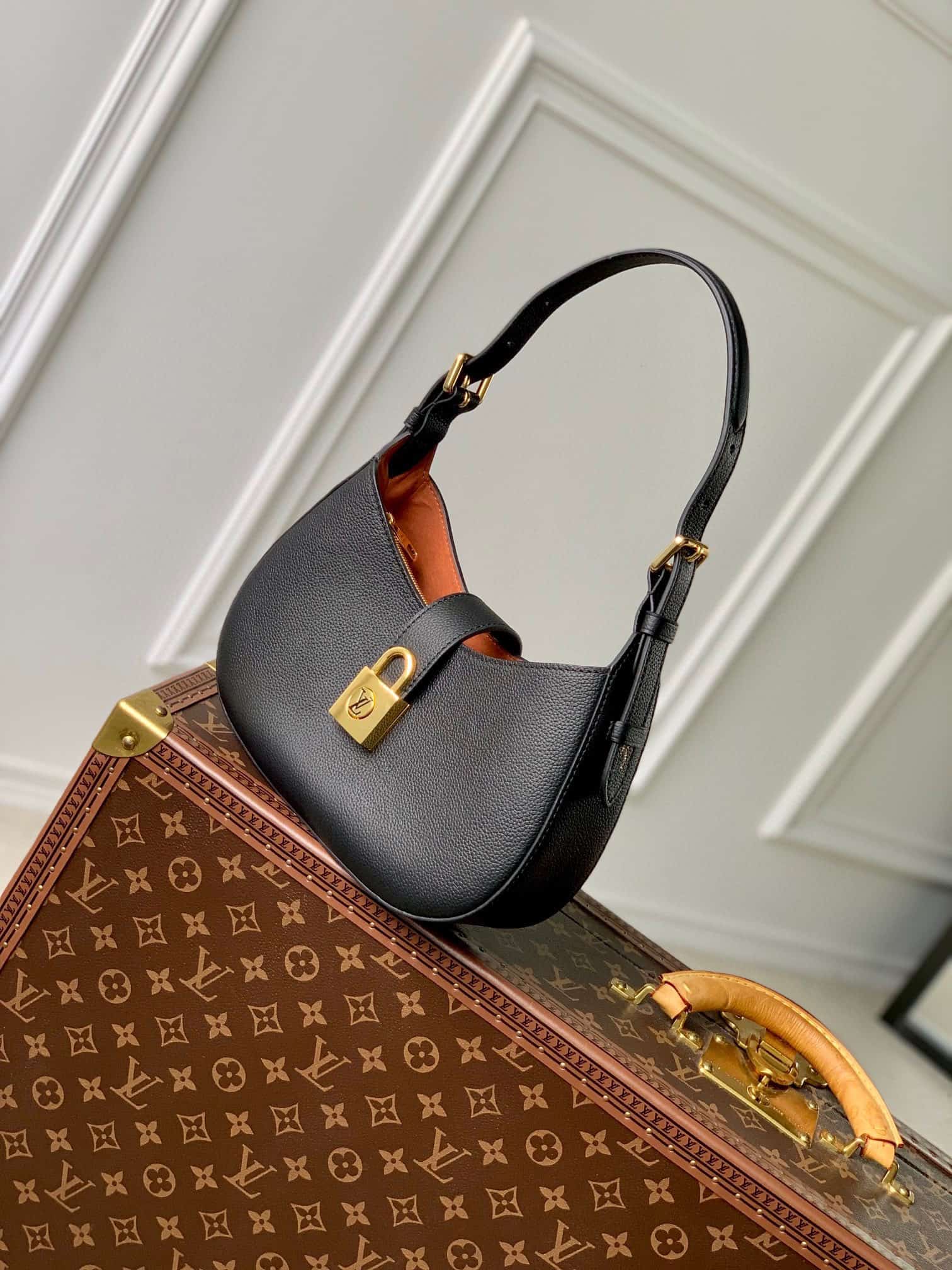 Louis Vuitton Low Key Shoulder Bag Black Grained calfskin M24611 High
