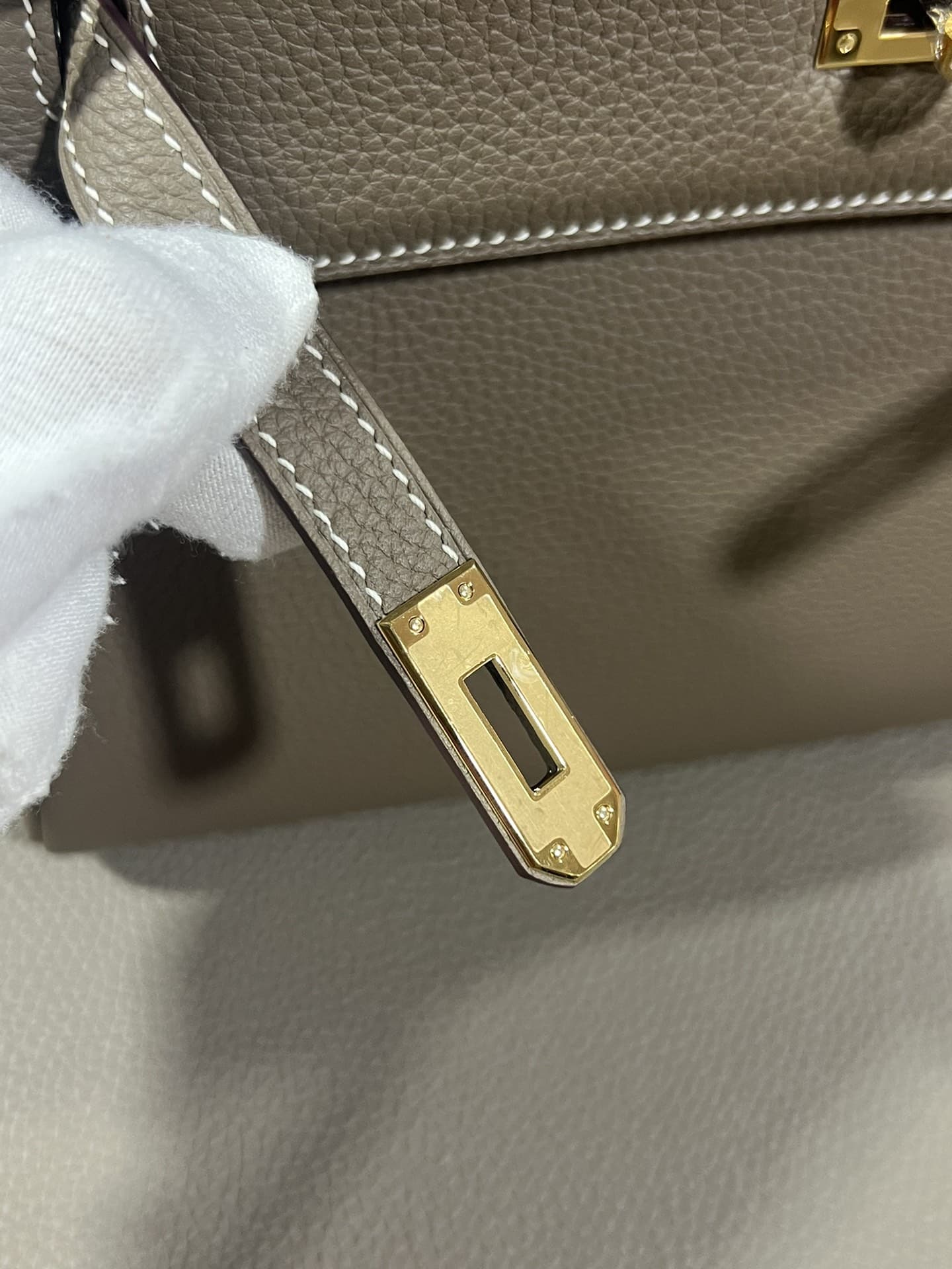 Hermes Kelly 25/28/32cm Retourne Bag Togo Leather In Etoupe WAX High