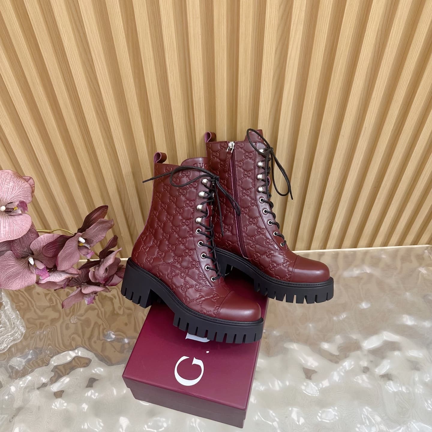 Gucci Women's lace-up ankle boot with GG