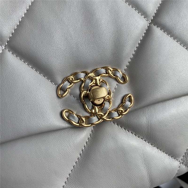 Large Chanel 19 Flap Bag Lambskin Grey High