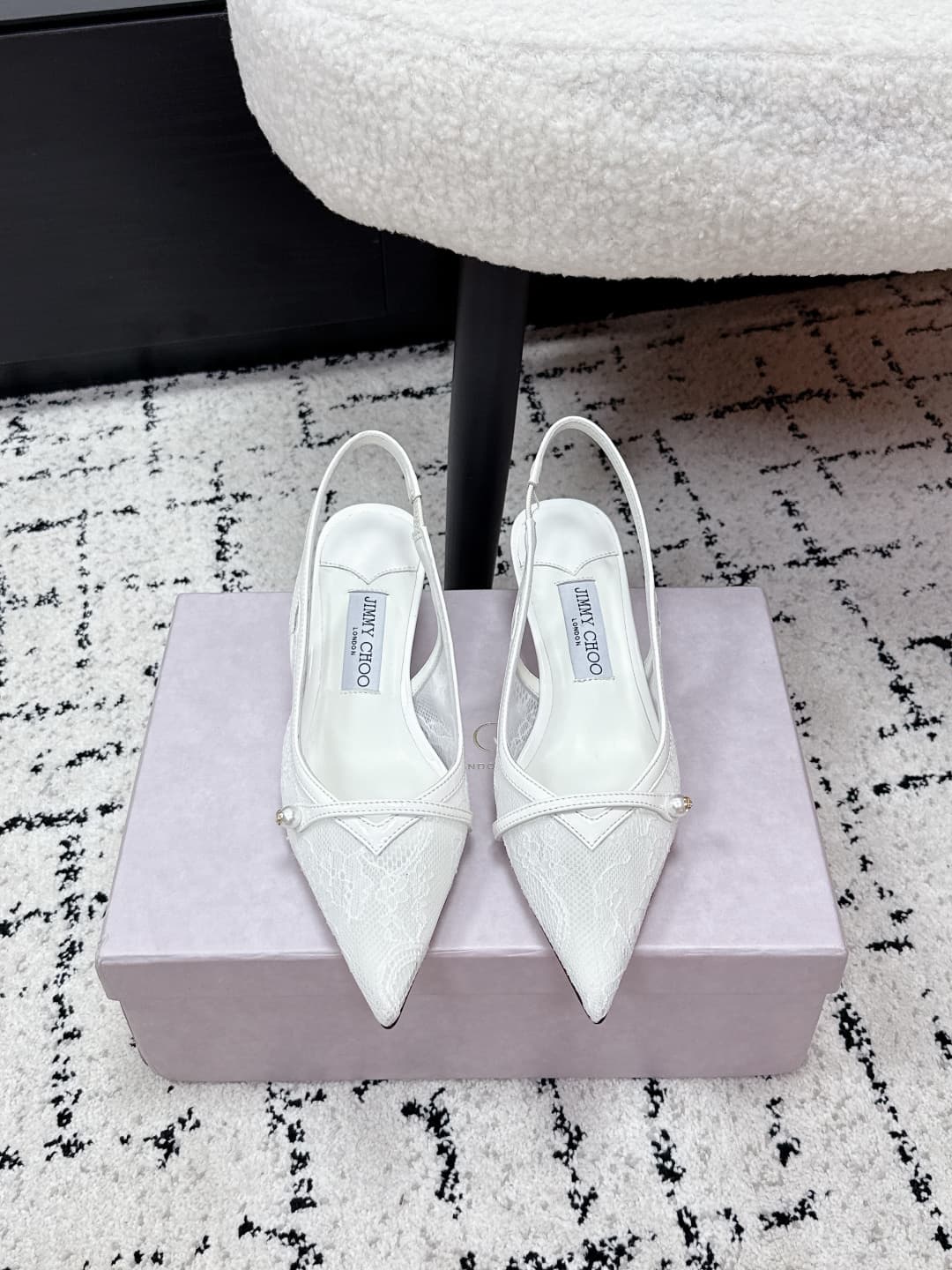 Jimmy Choo Amita  lace Patent Leather Slingback Pumps
