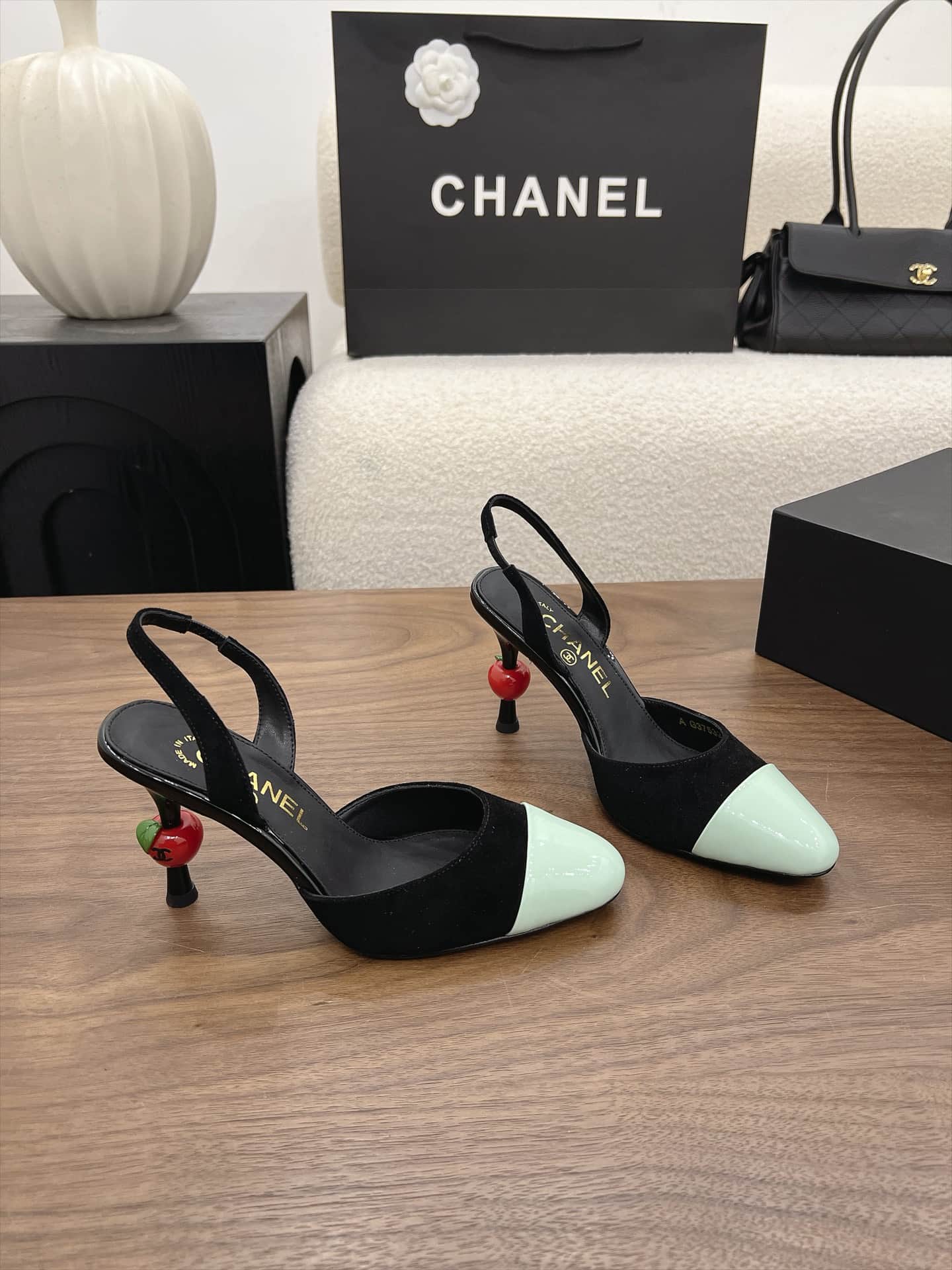 Chanel Cap Toe CC Slingback Pumps
