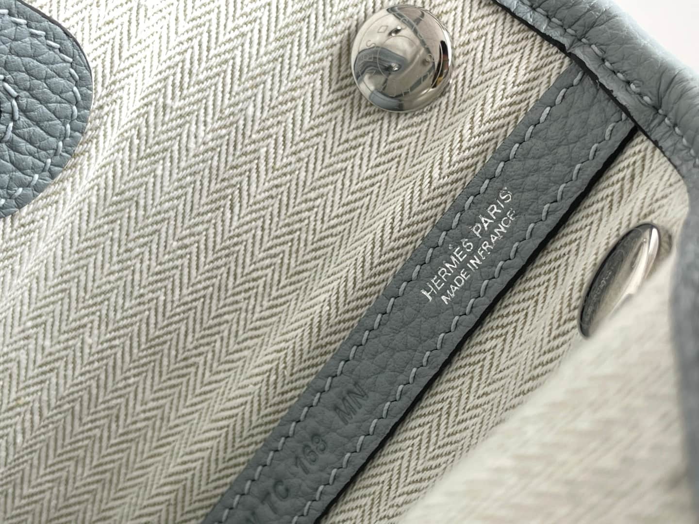 Hermes Garden Party 23 bag in Blue Pale Togo Leather WAX High