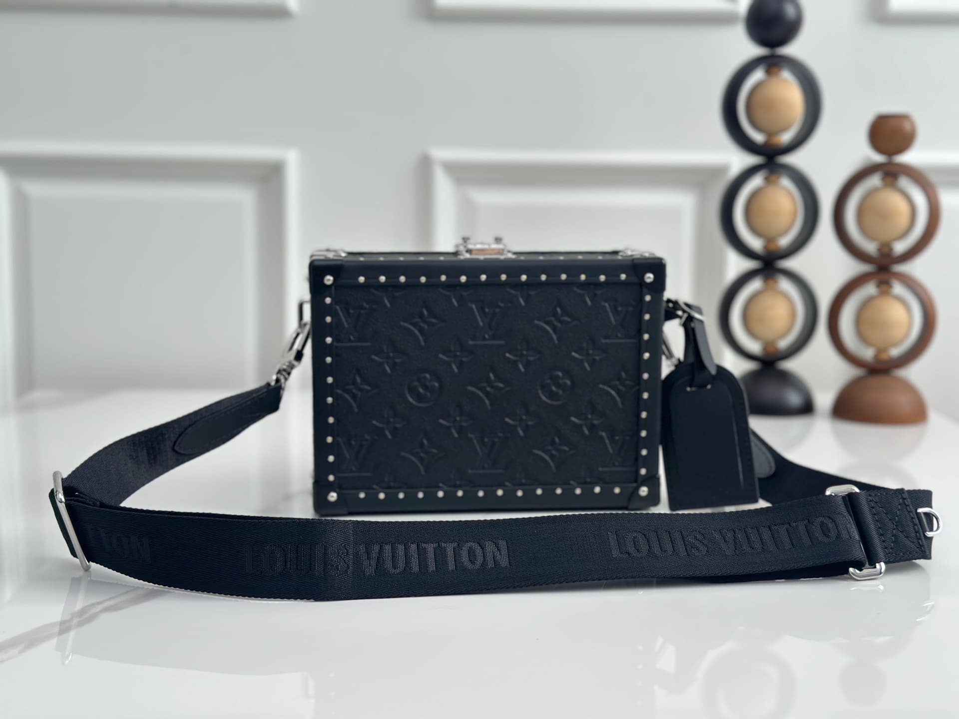 Louis Vuitton Clutch Box Monogram Shadow embossed cowhide leather M12876 High