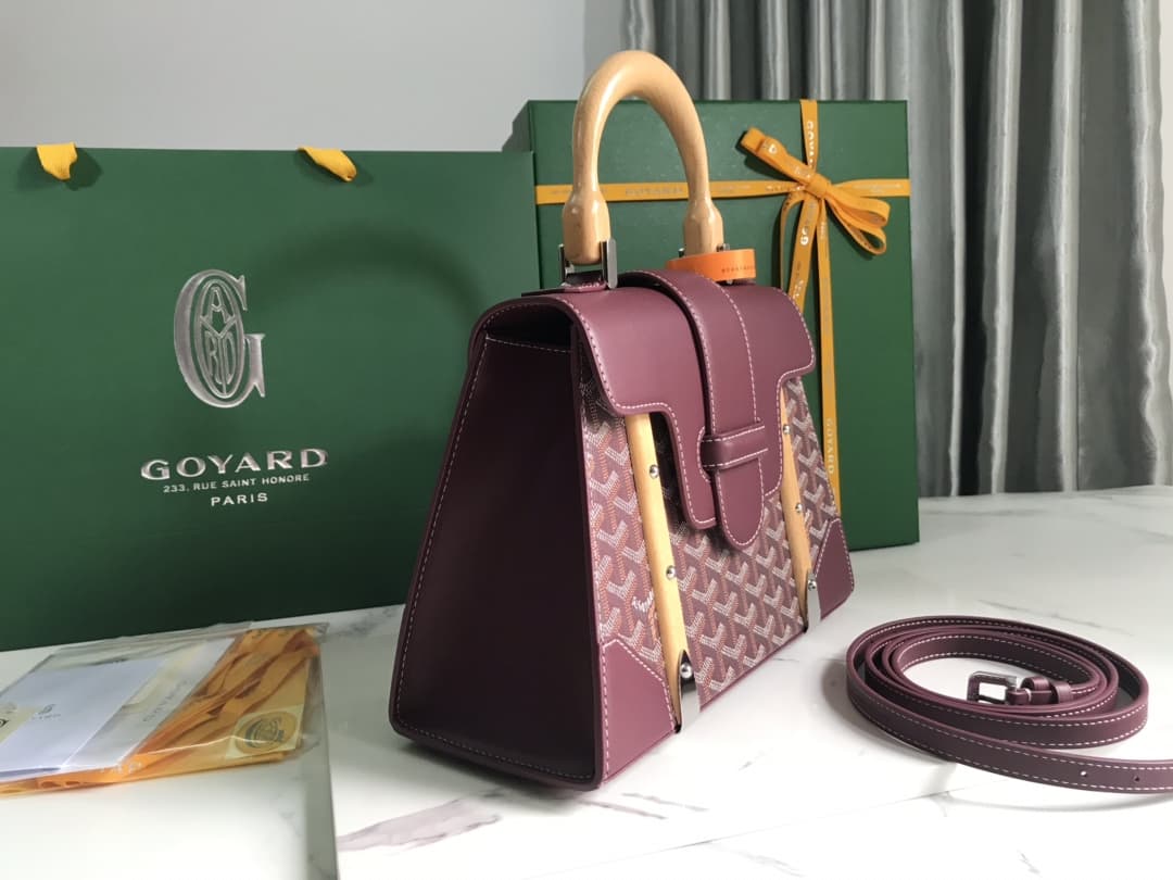 Saïgon PM Bag Goyardine Canvas & Clamecy Cowhide Burgundy High