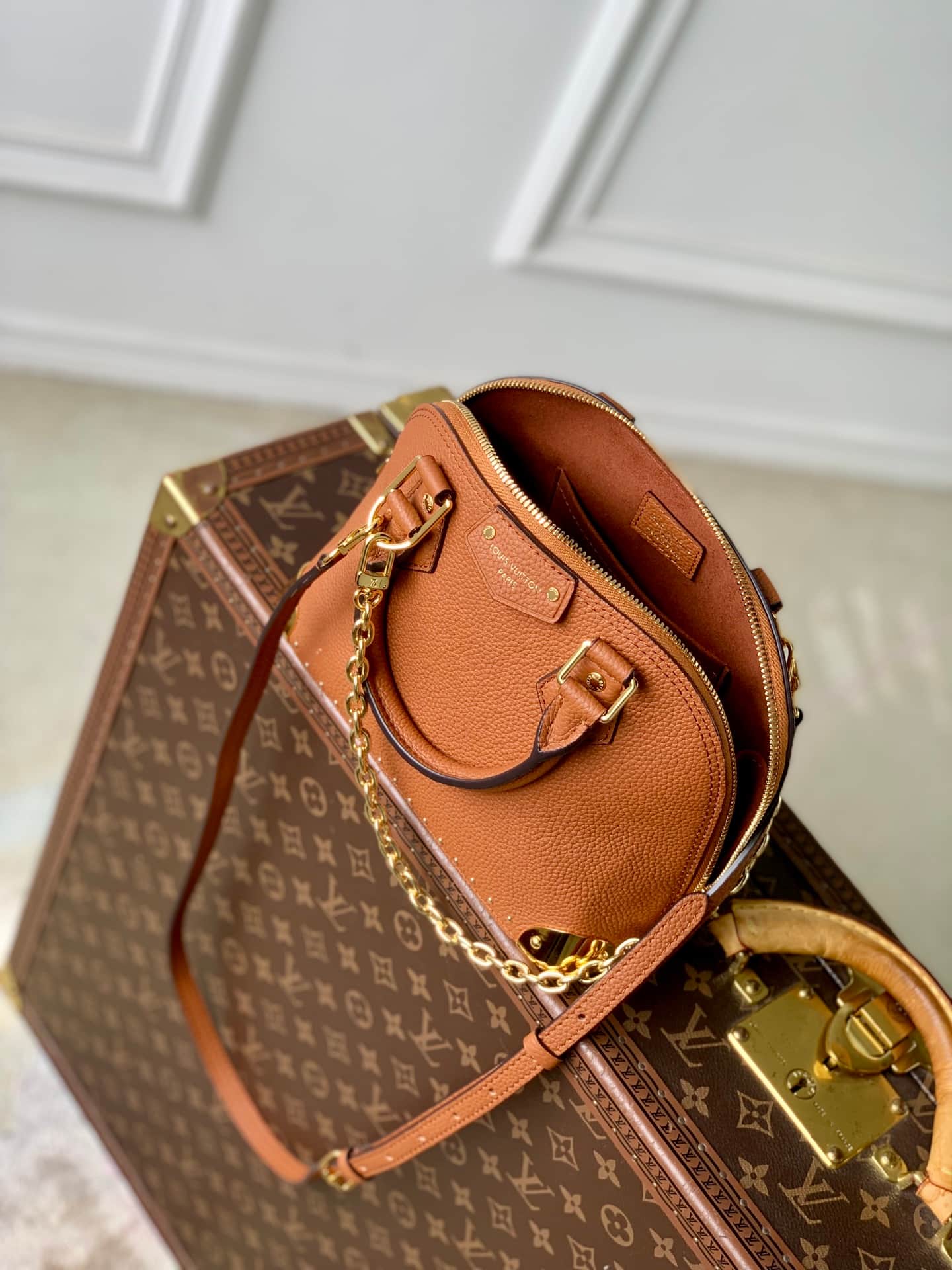 Louis Vuitton Alma Trunk BB Tan Calfskin leather M29091 High