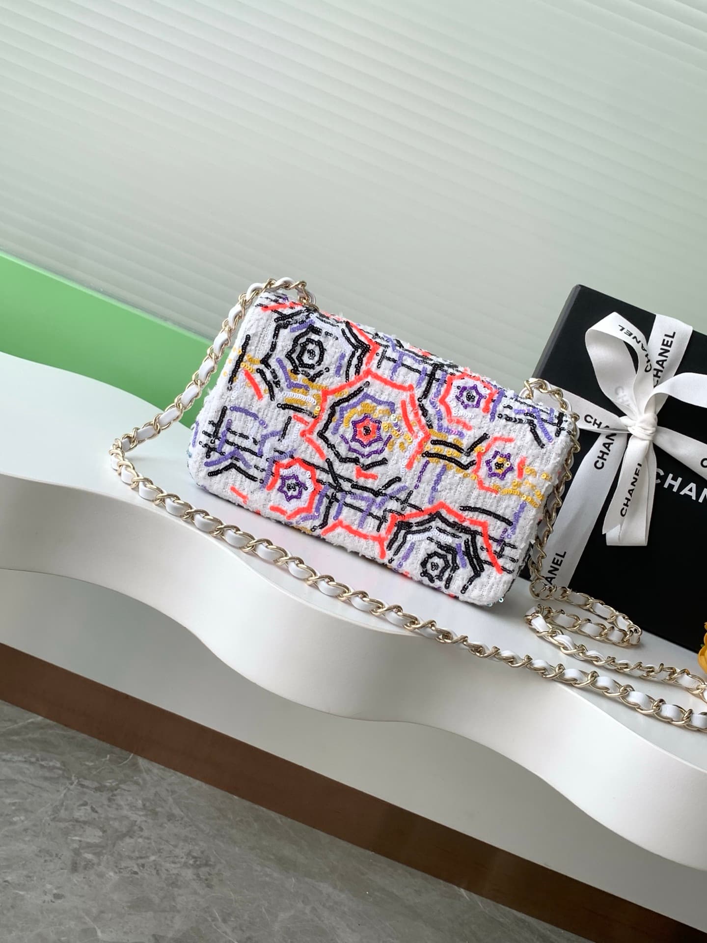 Chanel Flap Bag Sequins & Gold-Tone Metal AS4561  A