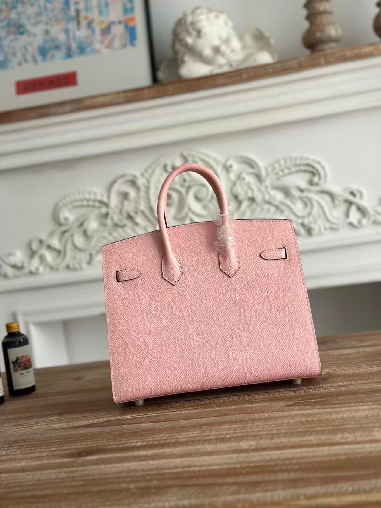 Hermes Birkin Sellier Bag 25/30cm Epsom Leather WAX  Rose Sakura  Gold-Metal High