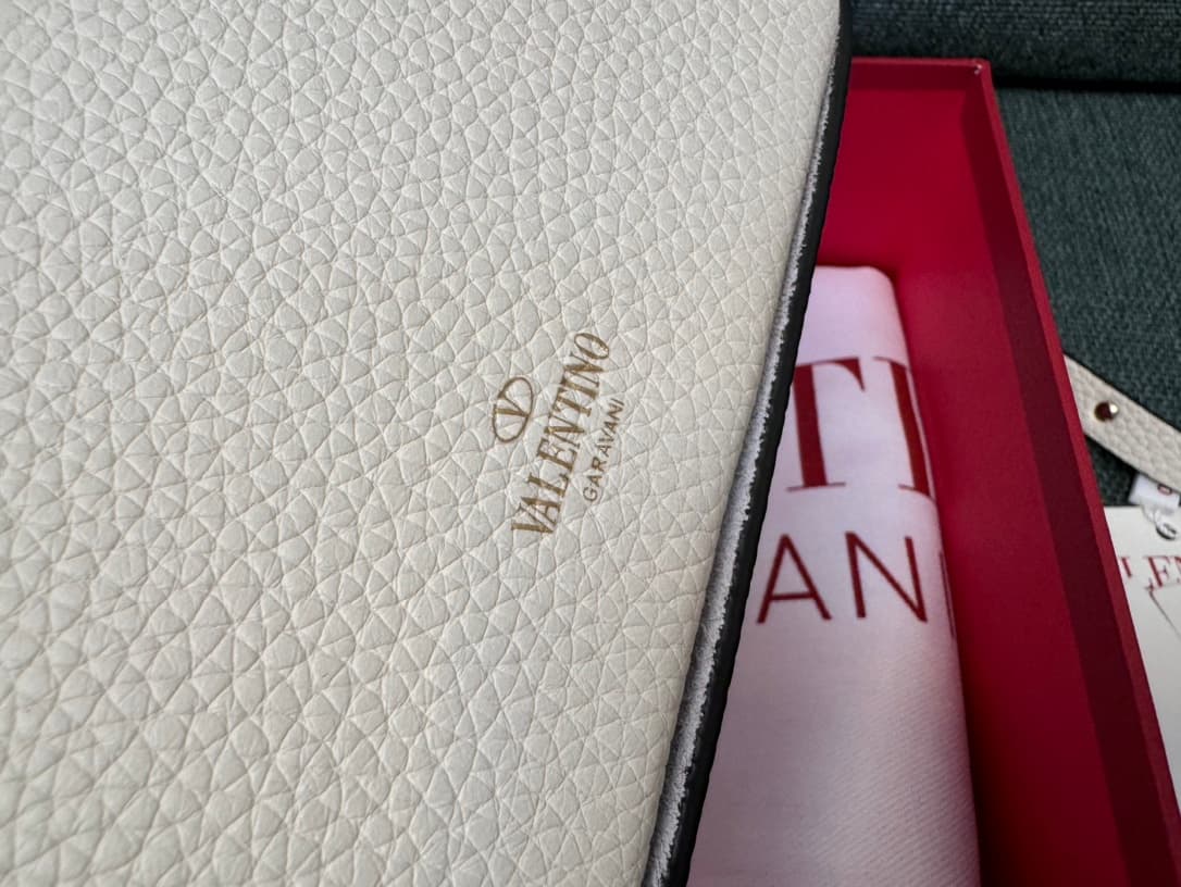 Valentino Garavani Mini Rockstud Grainy Leather Crossbody Bag in White High