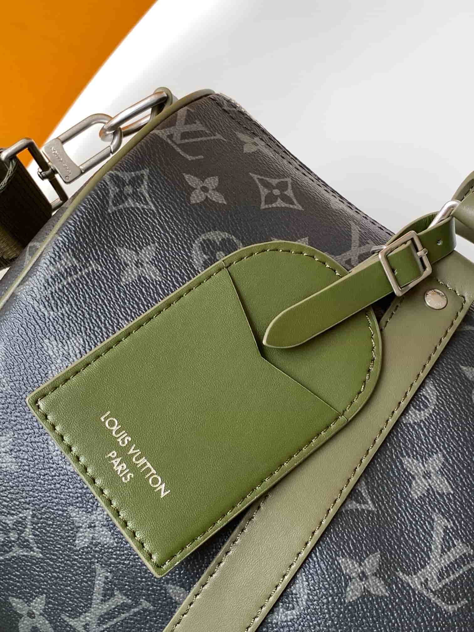 Louis Vuitton Keepall Bandoulière 35 Khaki Green Monogram Eclipse coated canvas M28639 High