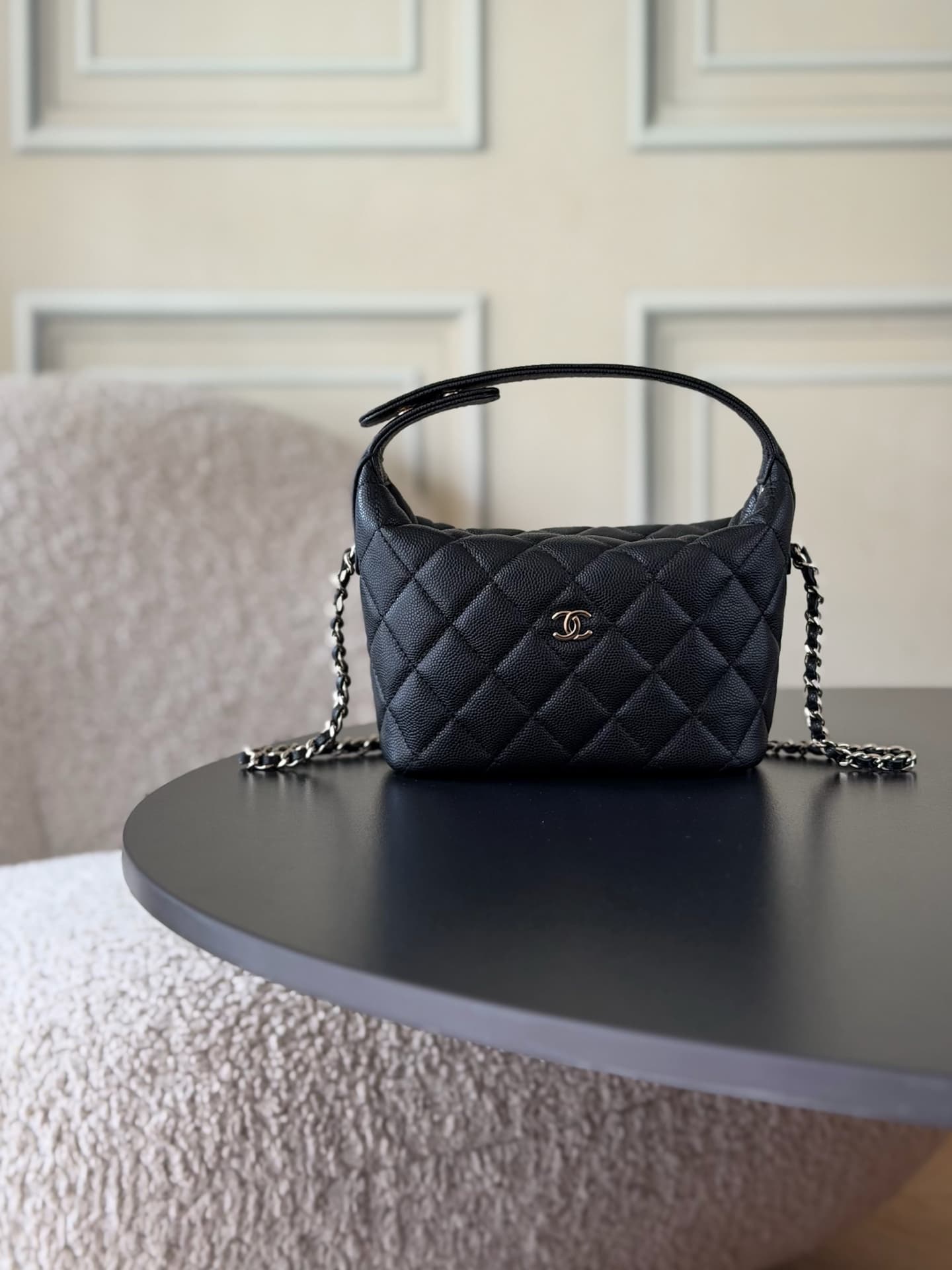 Chanel 25B hobo bag Caviar Calfskin& Gold-Tone Metal AP3387 Black A