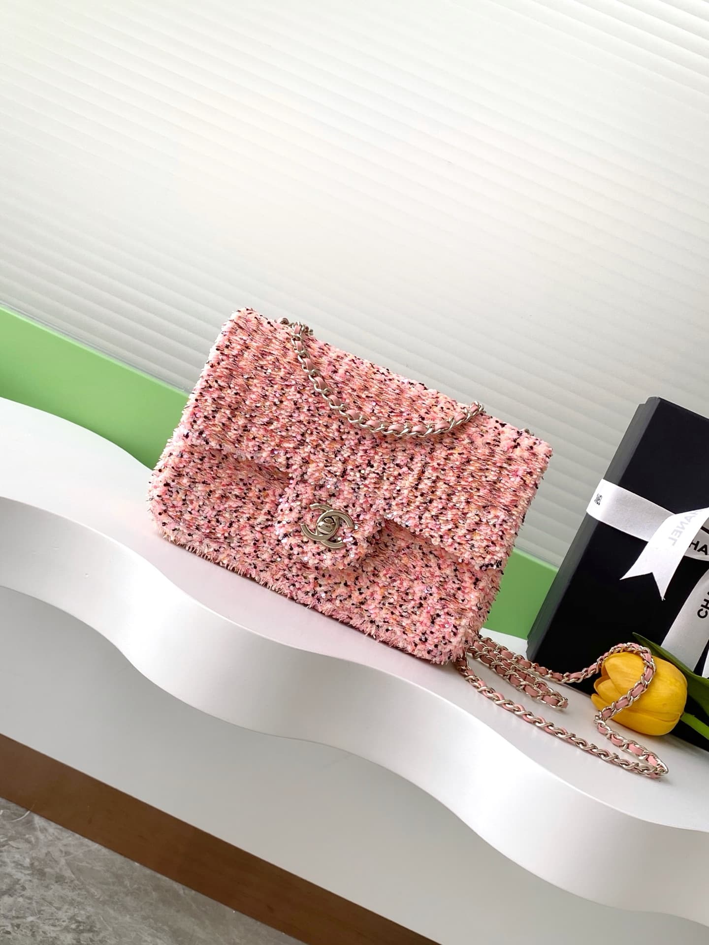 Chanel Flap Bag Sequins & Gold-Tone Metal AS4561  A
