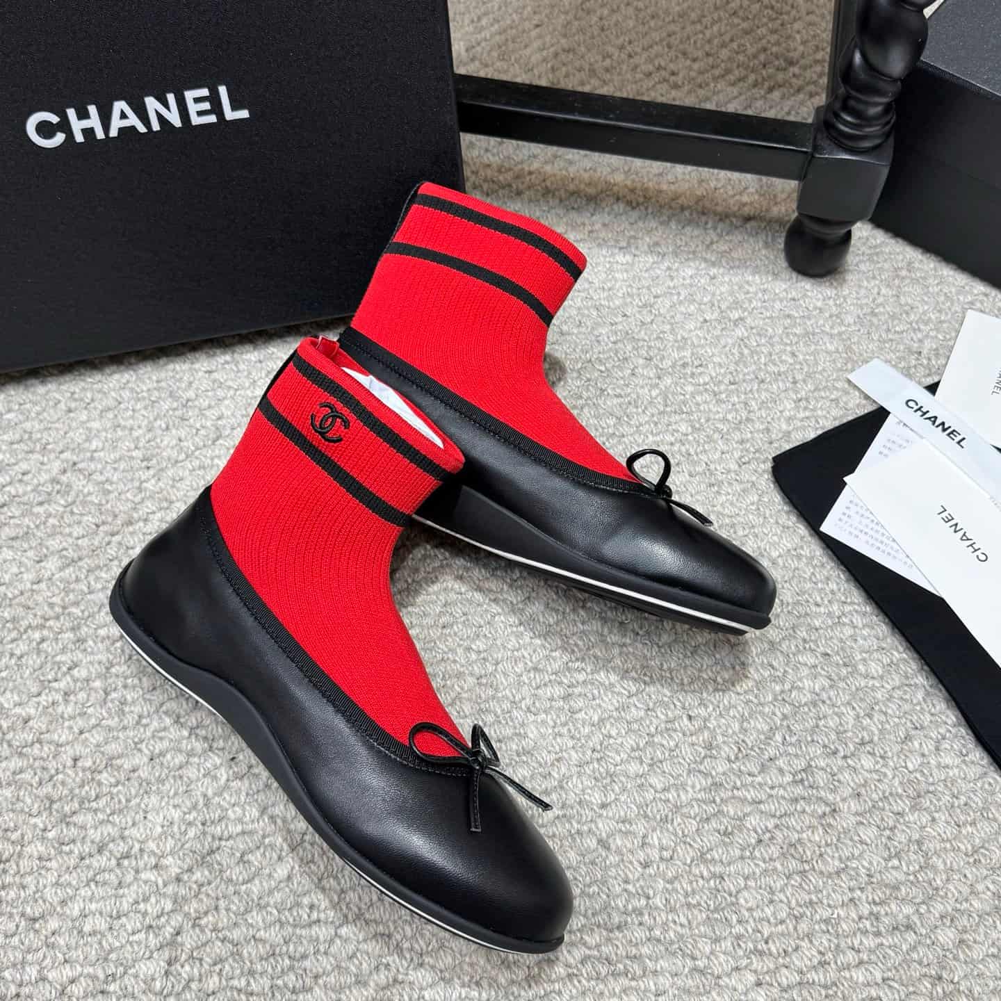 Chanel Knit Trainers Ballerina Flat Shoes Women