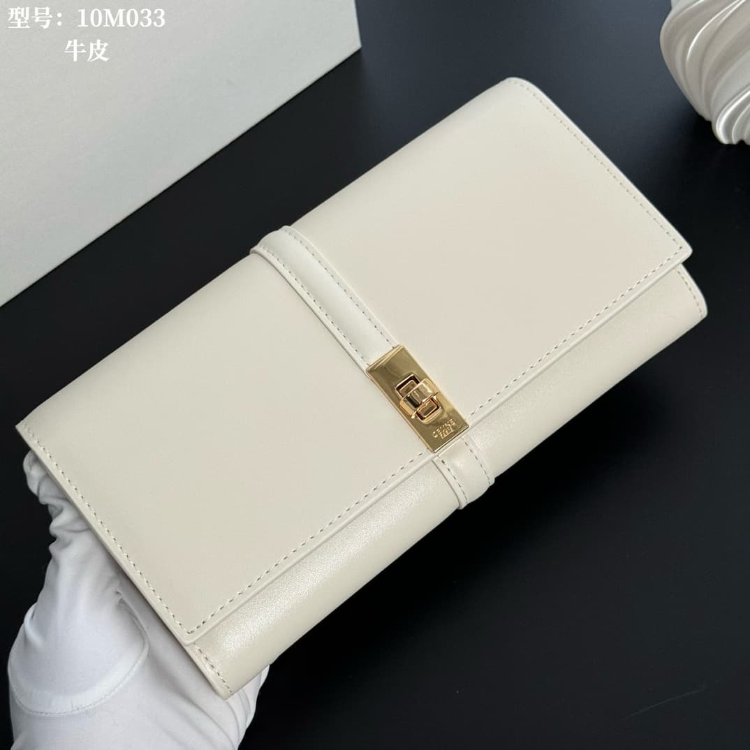 Celine Wallet 16 in White satinated calfskin leather 10M033 High