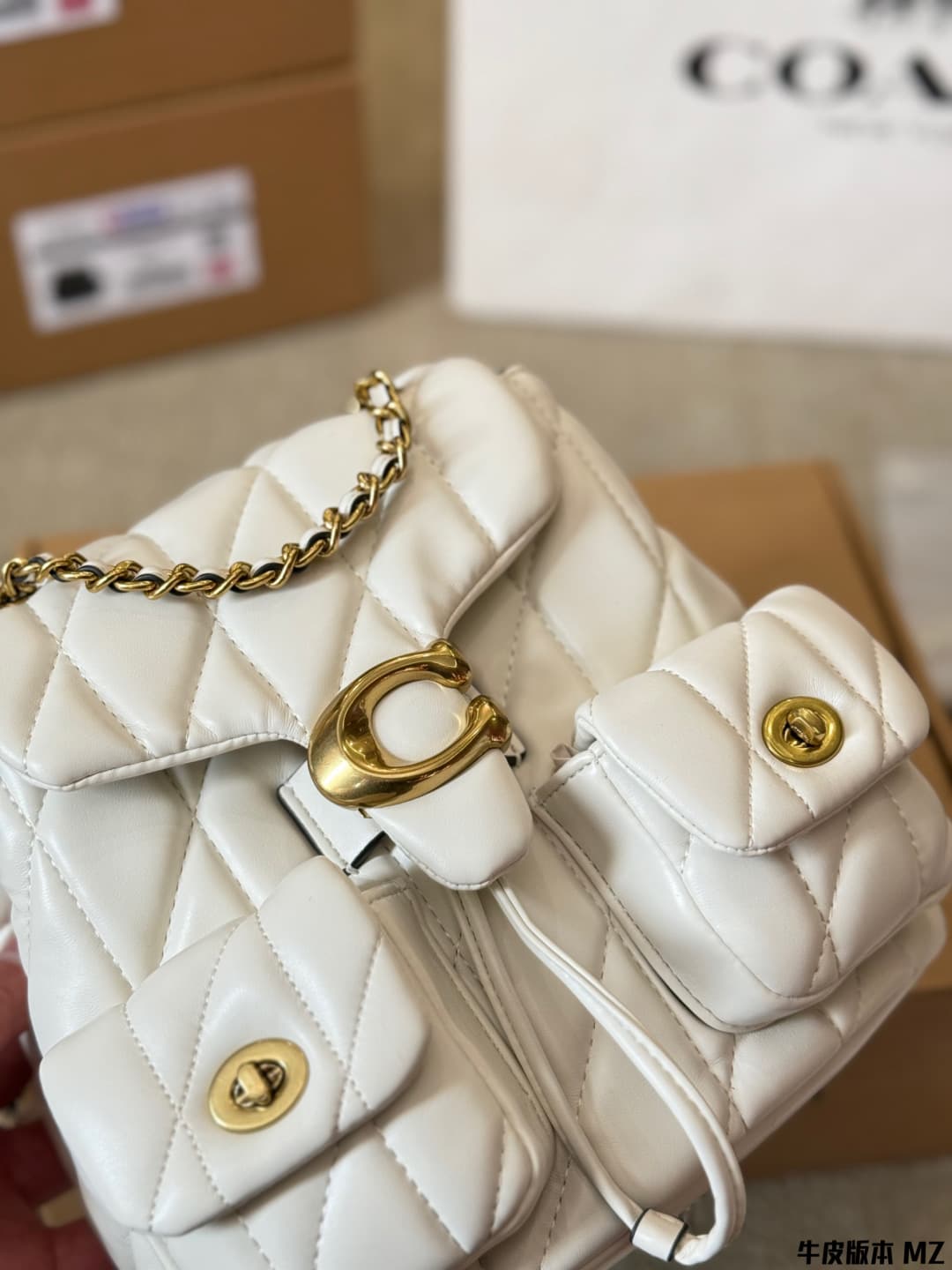 Coach Tabby Backpack With Pillow Quilting Nappa leather White