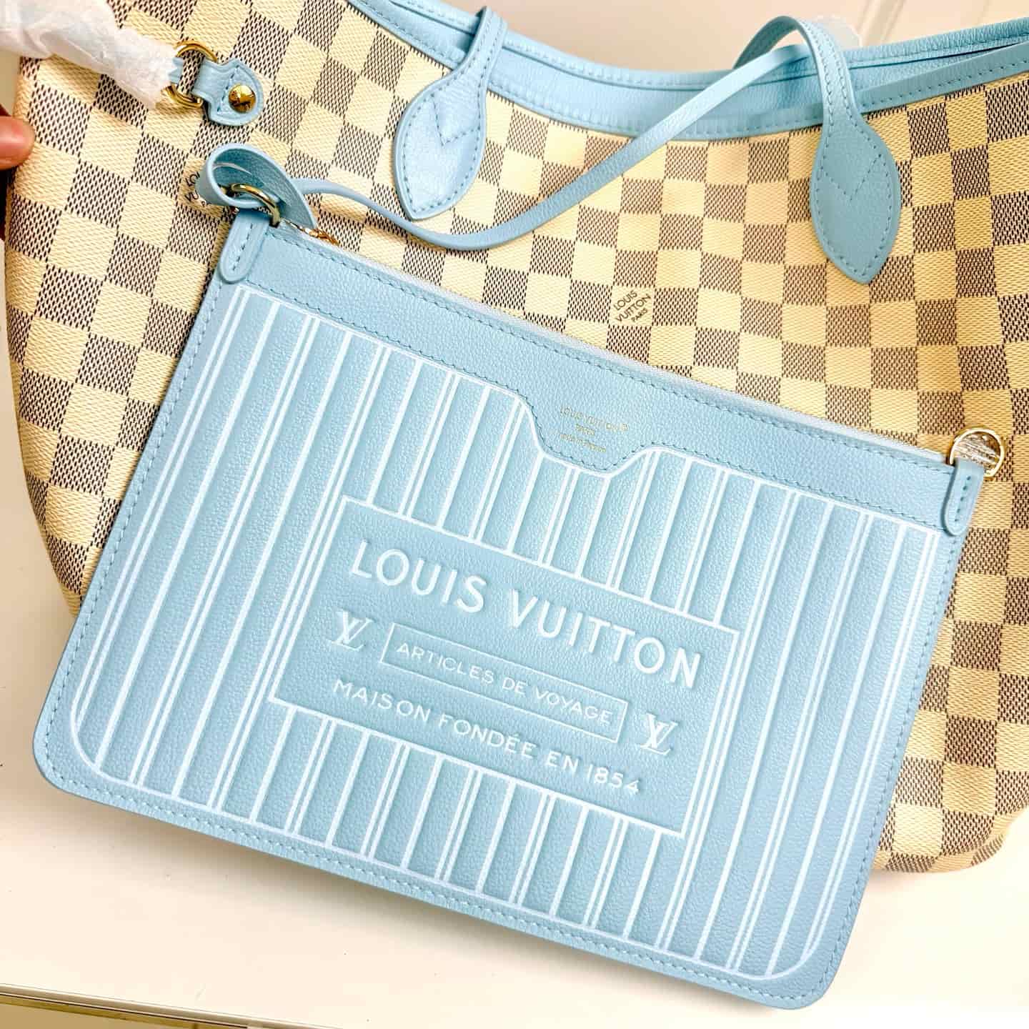 Louis Vuitton Neverfull Inside Out MM Damier Azur/Bleu Olympe Coated canvas N40946 High