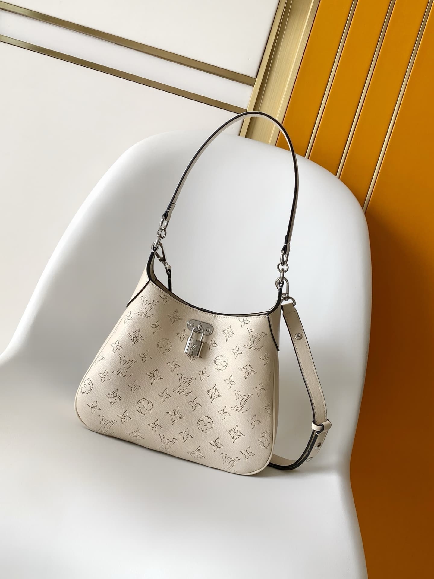 Louis Vuitton All Around PM Galet Gray Perforated Mahina calfskin leather M27336 High