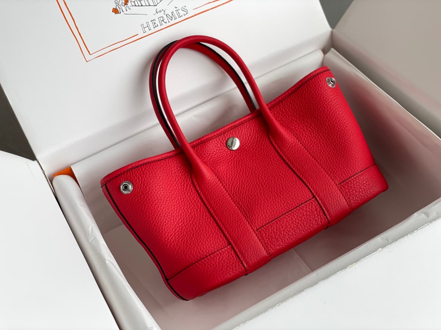 Hermes Garden Party 23 bag in Red Togo Leather WAX High