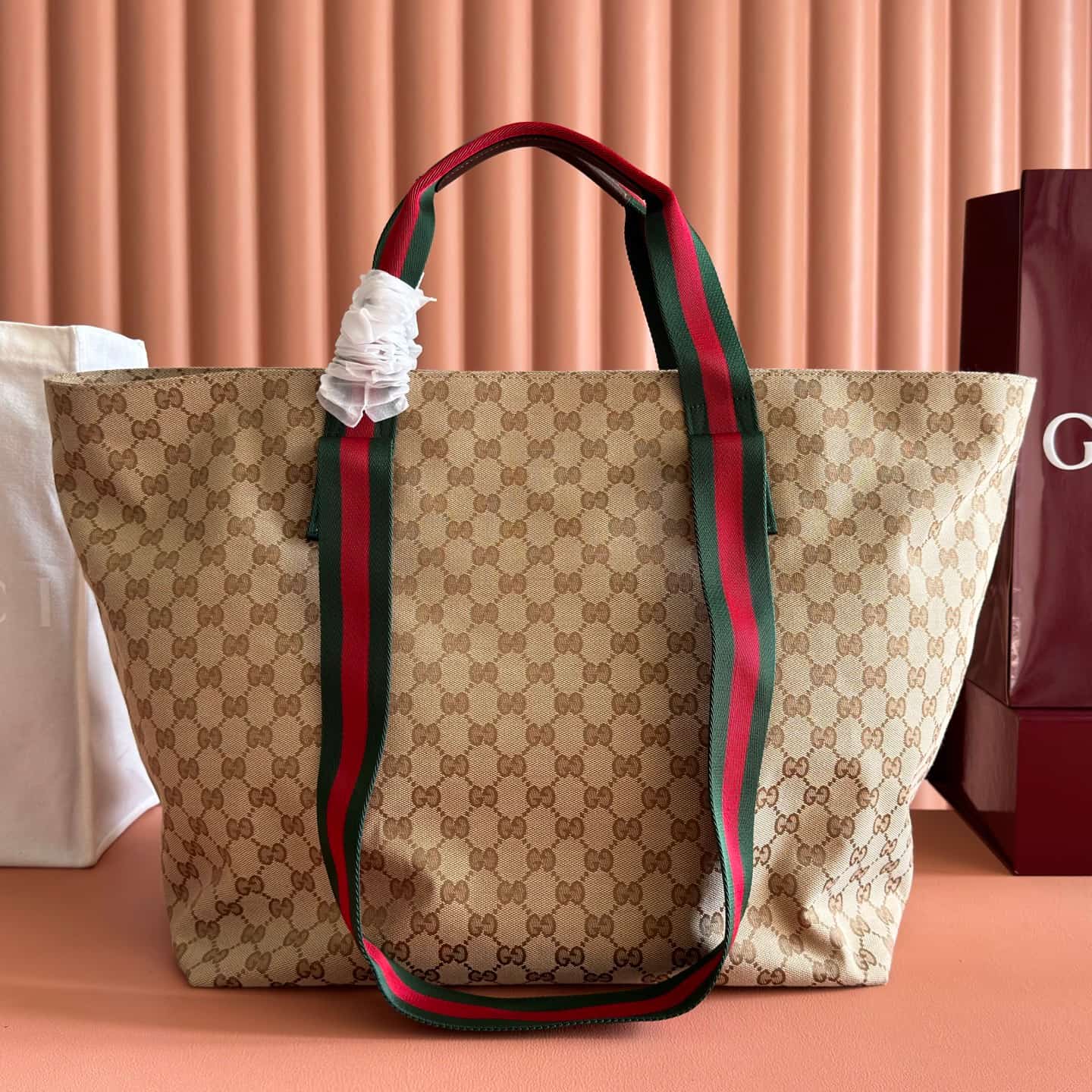 Gucci GG medium tote bag Sand and dark brown GG canvas ‎875929 High