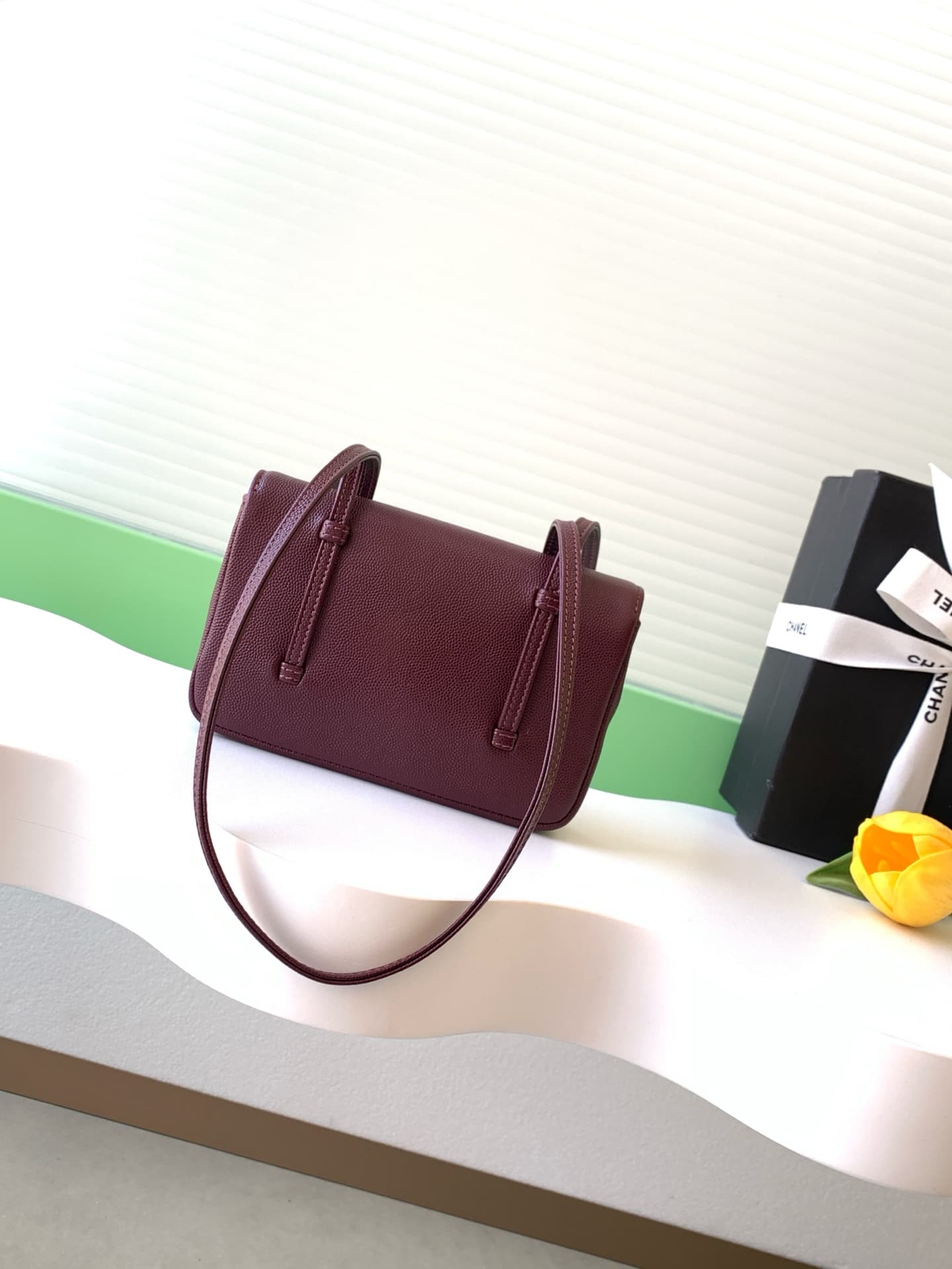 Chanel Clutch with Leather Strap Grained Shiny Calfskin & Gold-Tone Metal Claret AP5068 A