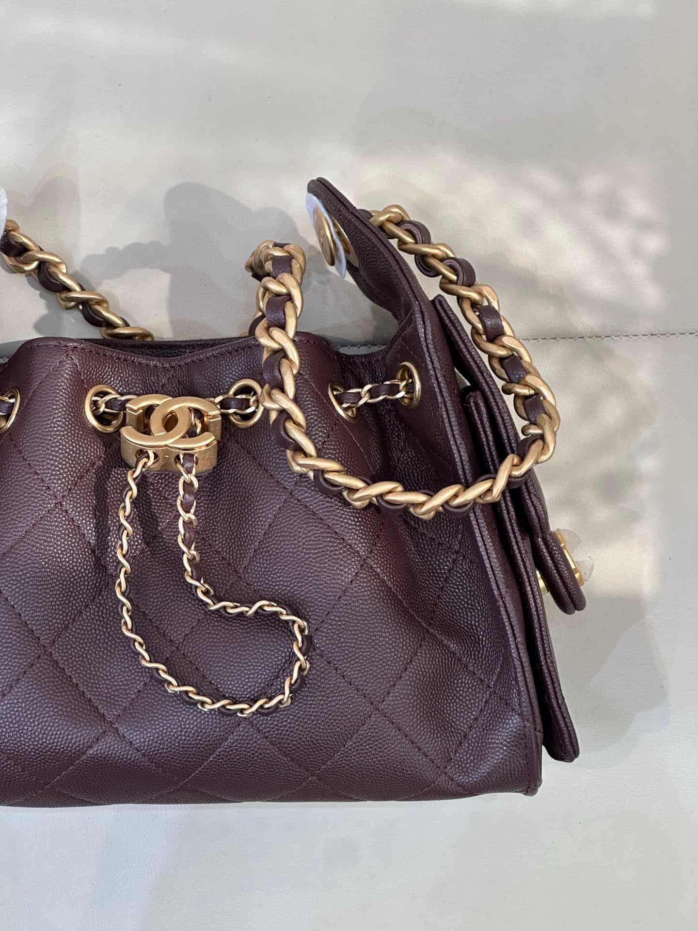 CHANEL 25 Mini Handbag AS5631 Grained Calfskin & Gold-tone Metal Brown TOP