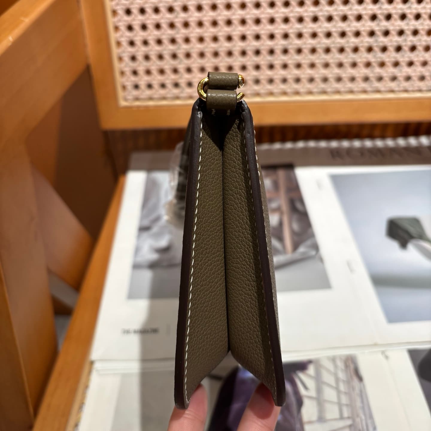 Hermes Zipengo Chaine d'Ancre To Go pouch Evergrain calfskin Etoupe WAX High