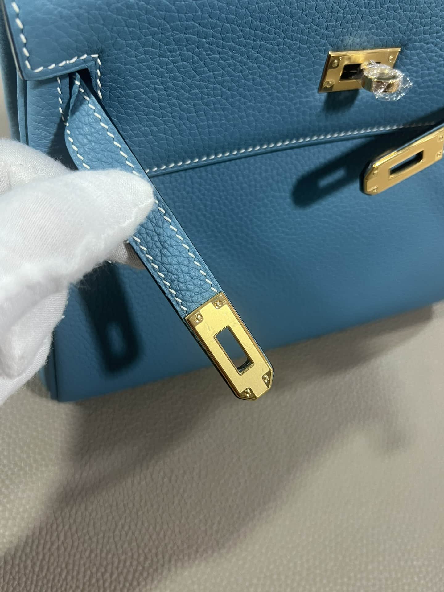 Hermes Kelly 25/28/32cm Retourne Bag Togo Leather In Denim Fonce WAX High