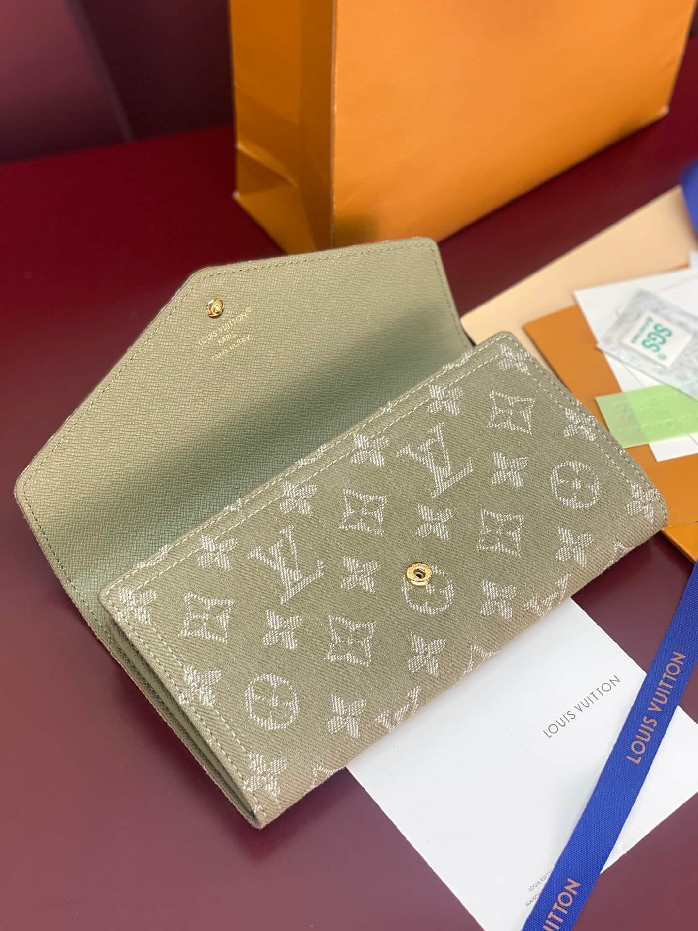 Louis Vuitton Sarah Wallet Khaki Denim M28280 High