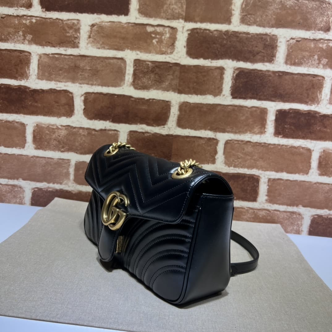 GG Marmont small matelassé shoulder bag 443497 black High