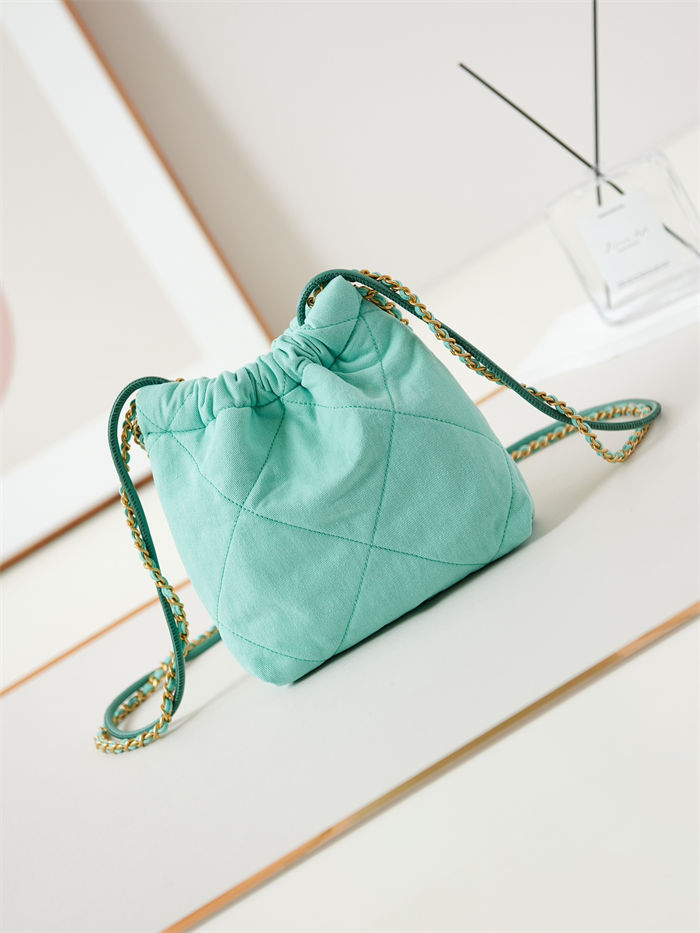 Chanel 22 MINI HANDBAG Canvas & Gold-Tone Metal Green AS3980 A