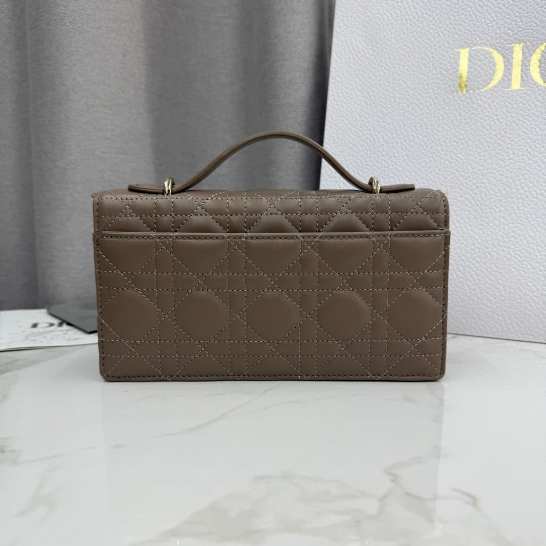 My Dior Mini Bag Cannage Lambskin In Grayish-brown With Leather Bow High