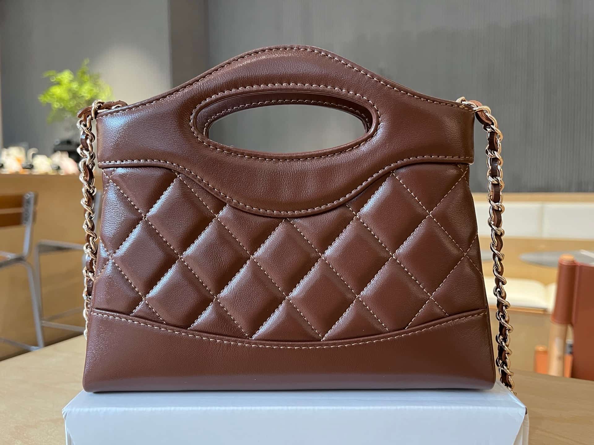 Chanel 31 Mini BAG Calfskin & Gold-Tone Metal AP3656 Brown A