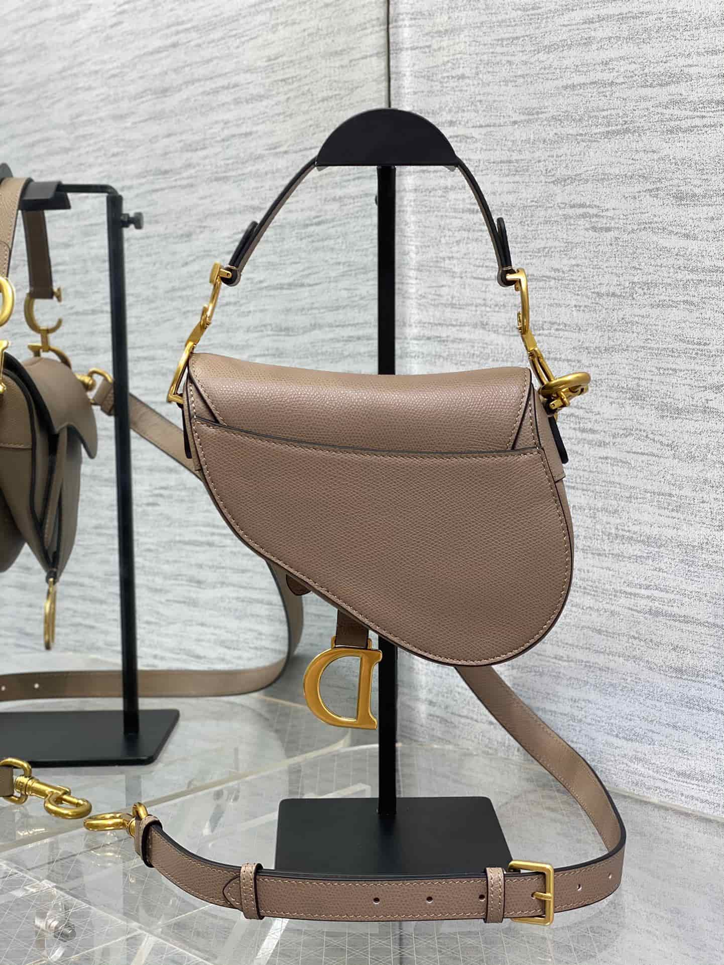 Mini SADDLE BAG Grained Calfskin Warm Taupe High