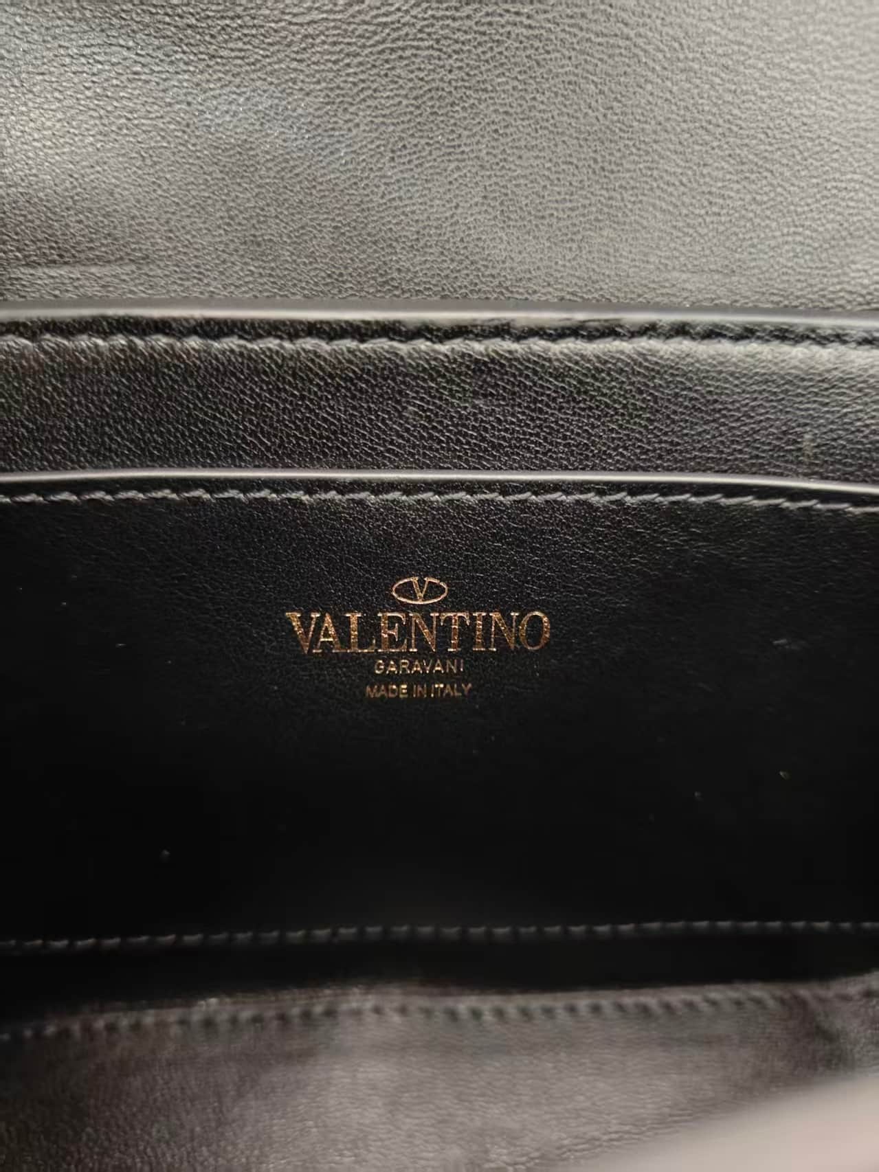 Valentino Garavani Rockstud23 Mini Shoulder Bag smooth black calfskin leather high