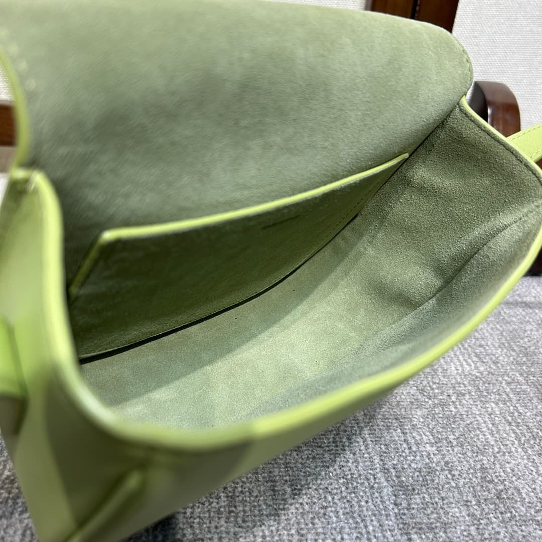 CELINE Folco Cuir Triomphe Shoulder Bag in Green Calfskin Leather High