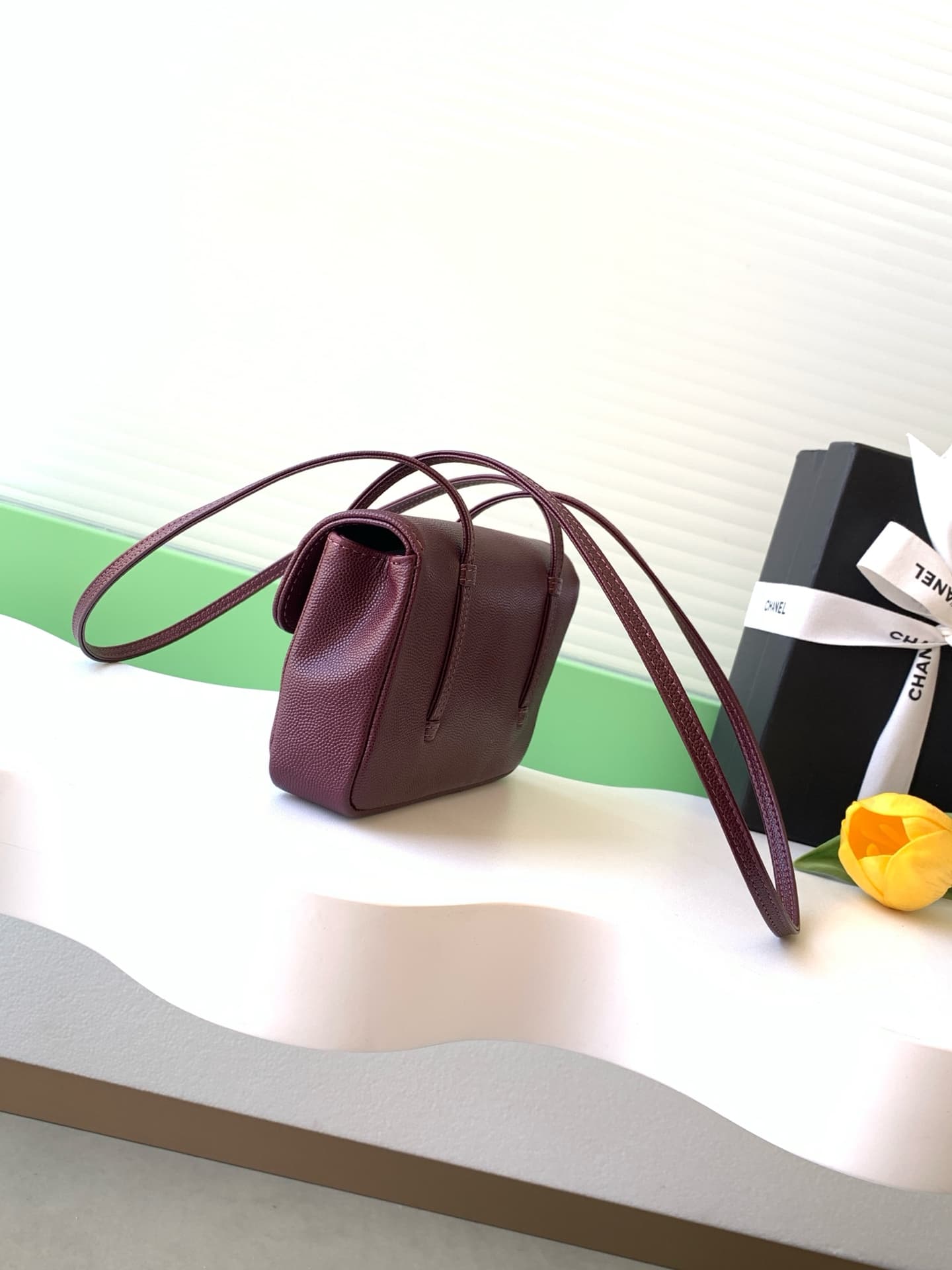 Chanel Clutch with Leather Strap Grained Shiny Calfskin & Gold-Tone Metal Claret AP5068 A