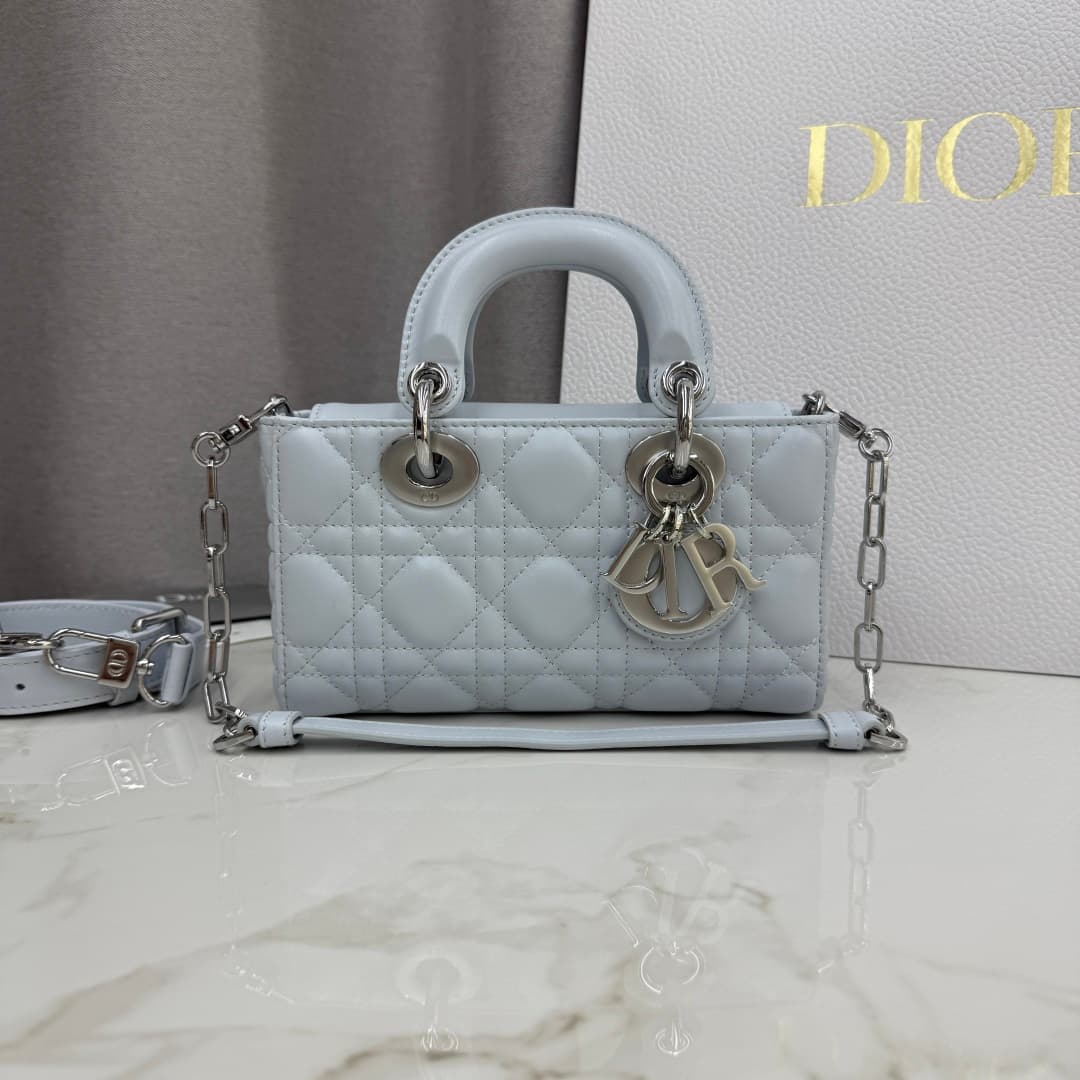 Dior Lady D-Joy Bag Ice Blue Cannage Lambskin M0636 High