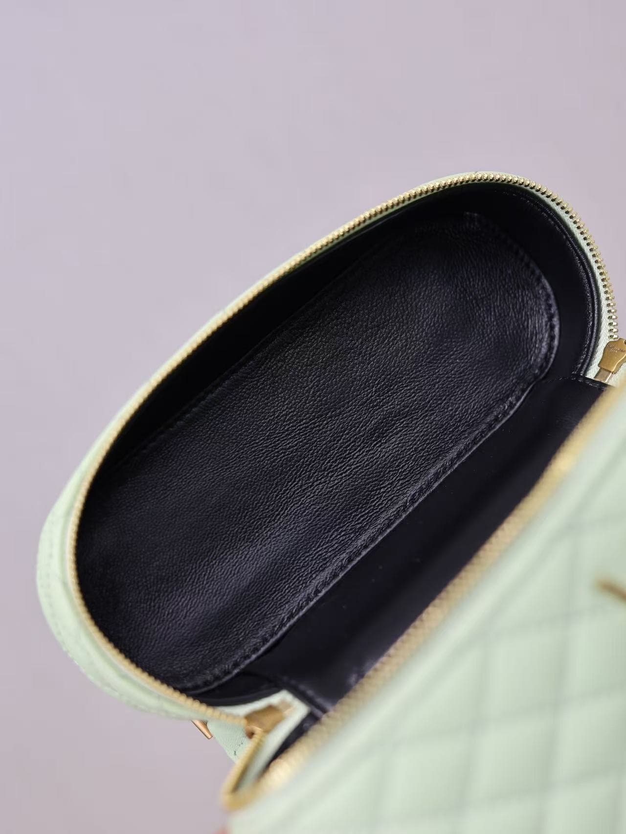 Saint Laurent Gaby mini lambskin vanity bag in light green high
