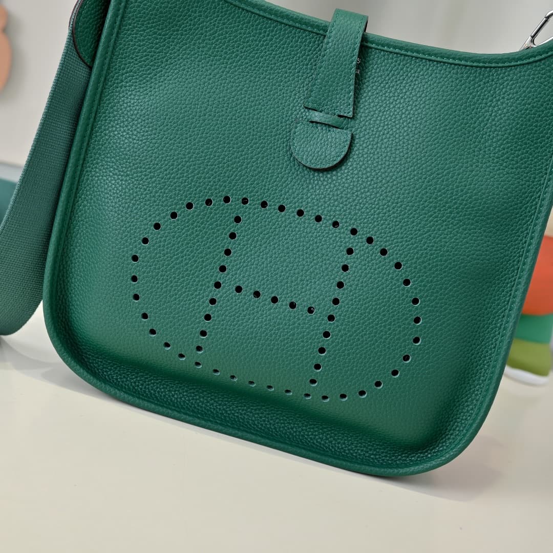 Hermes Evelyne III PM Bag Clemence Leather In Deep Green High