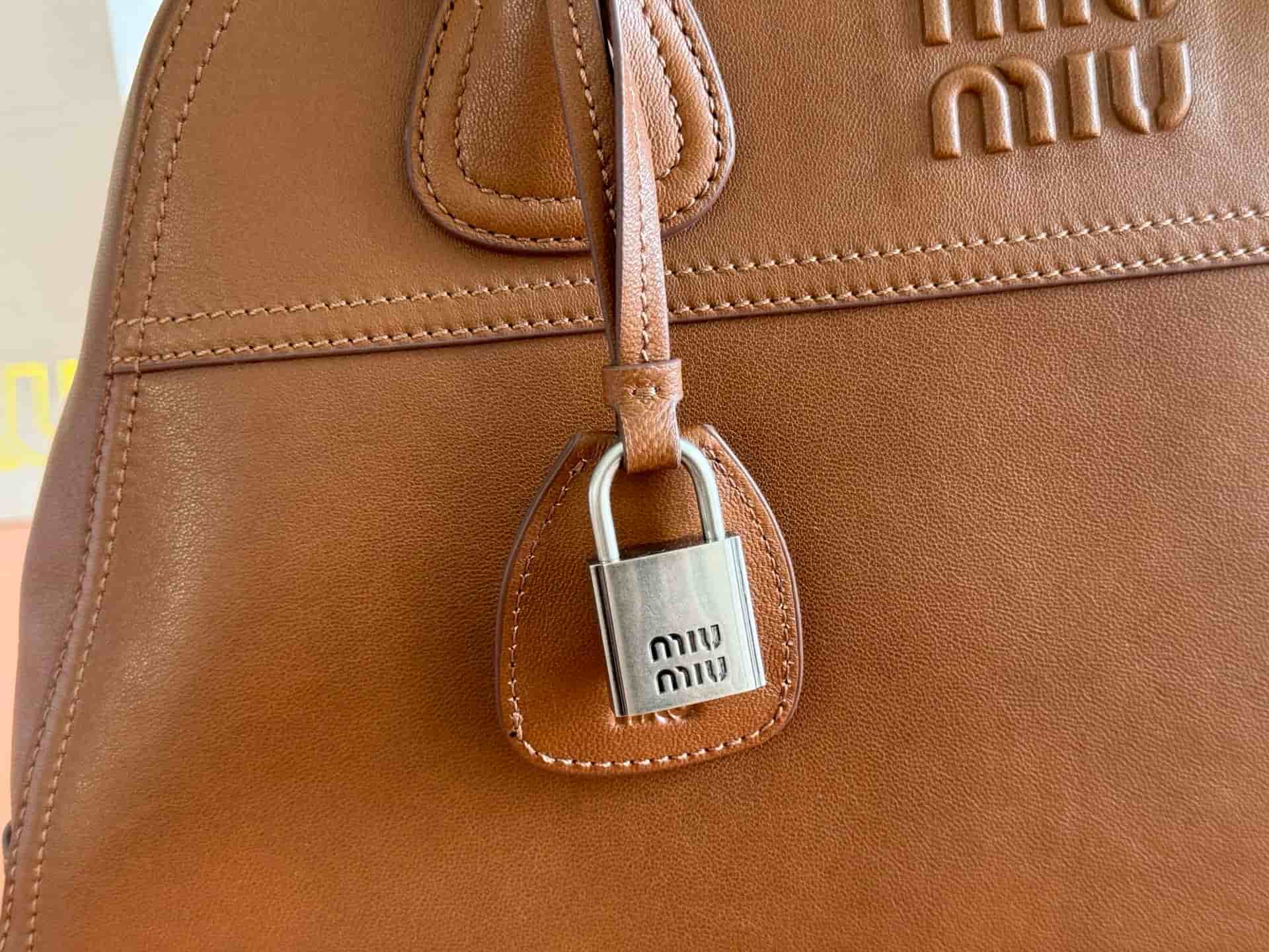 Miu Miu Vivant nappa leather bag Caramel 5BB196 TOP