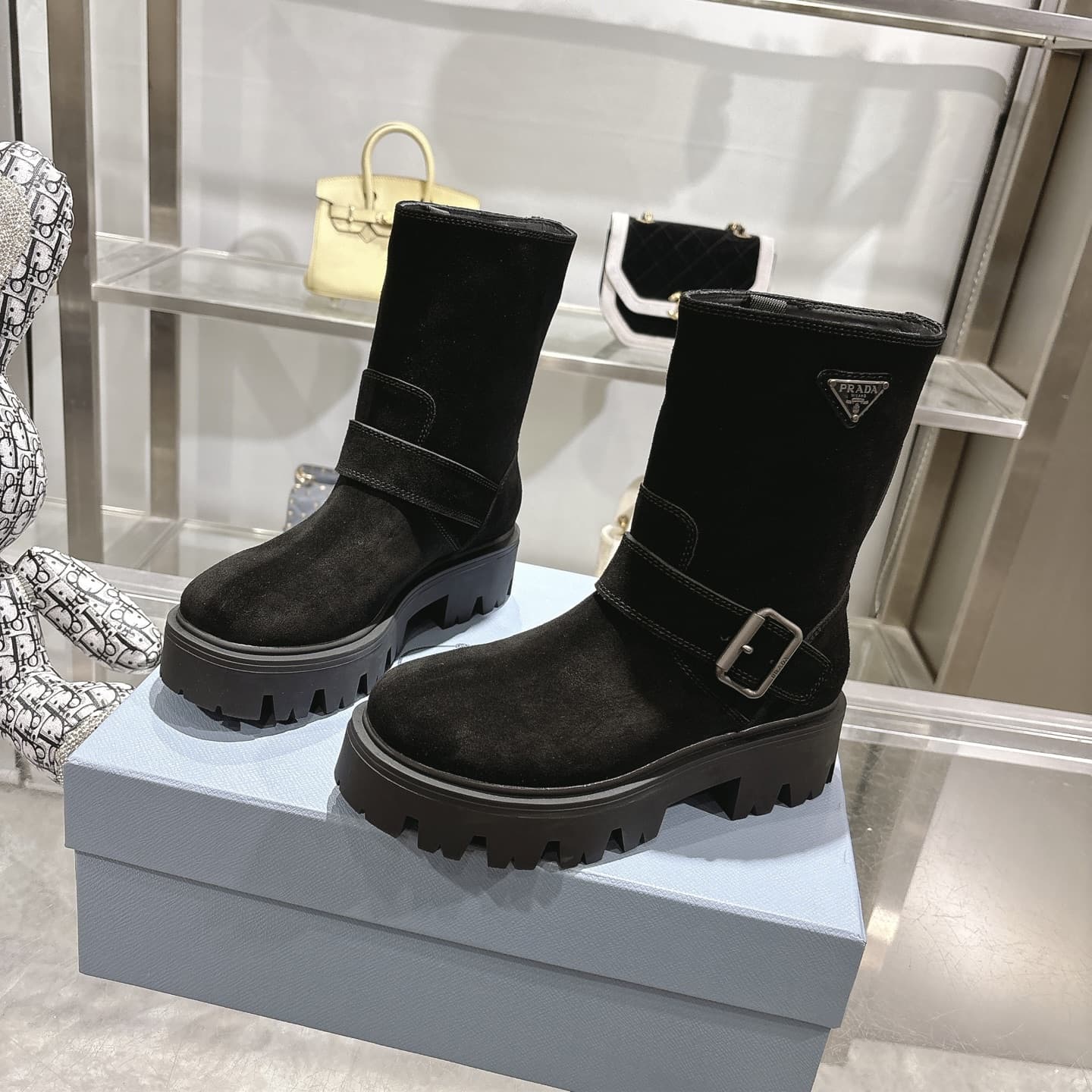 Prada Cocoa Brown Leather Boots Shoes Women