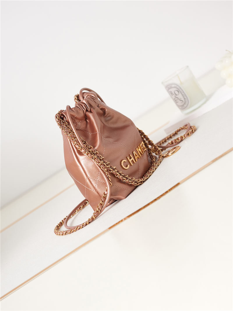 Chanel 22 MINI HANDBAG Metallic Calfskin Copper & Gold-Tone Metal AS3980 A