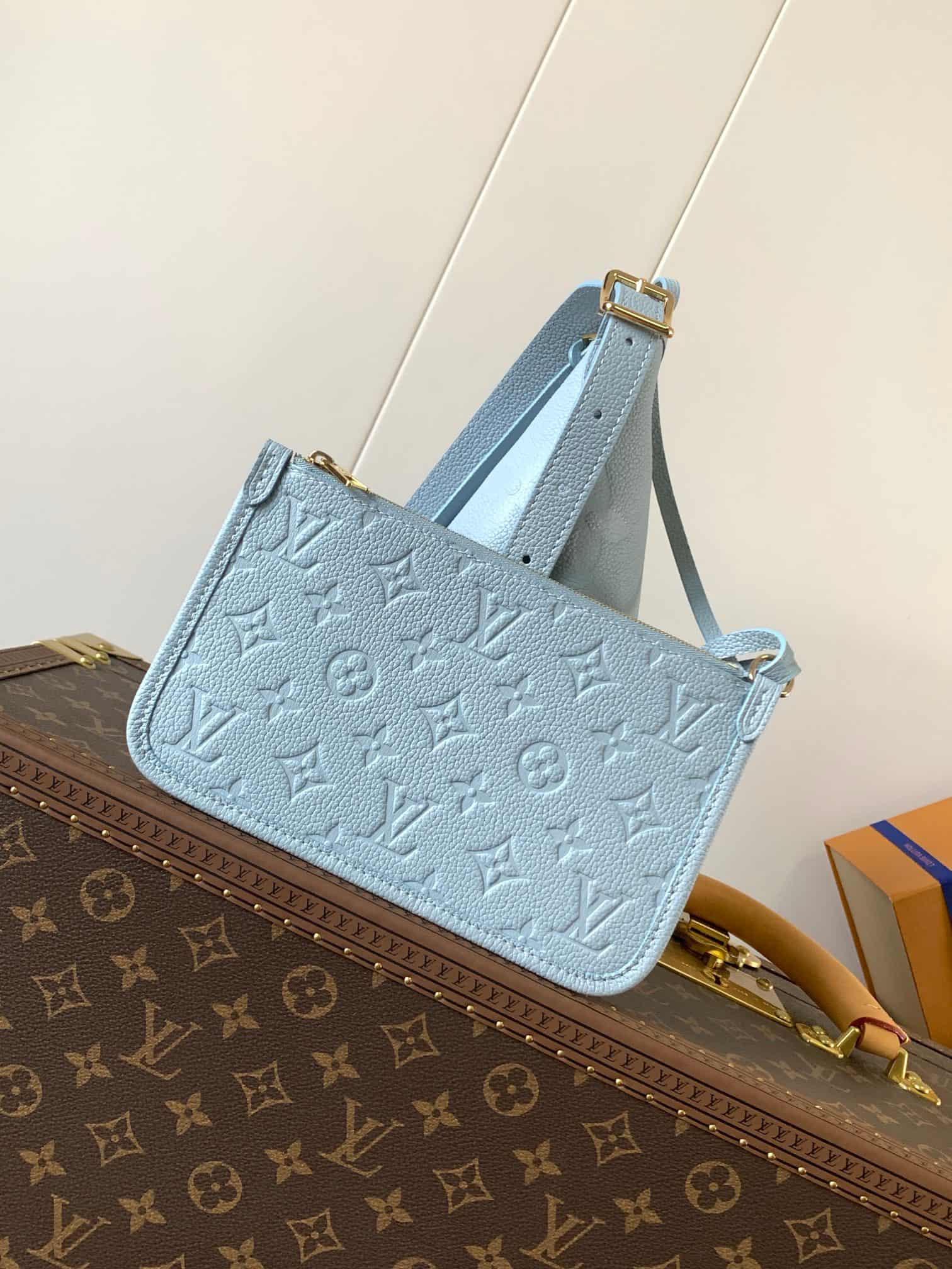 Louis Vuitton CarryAll PM light blue Monogram Empreinte leather M46673 High