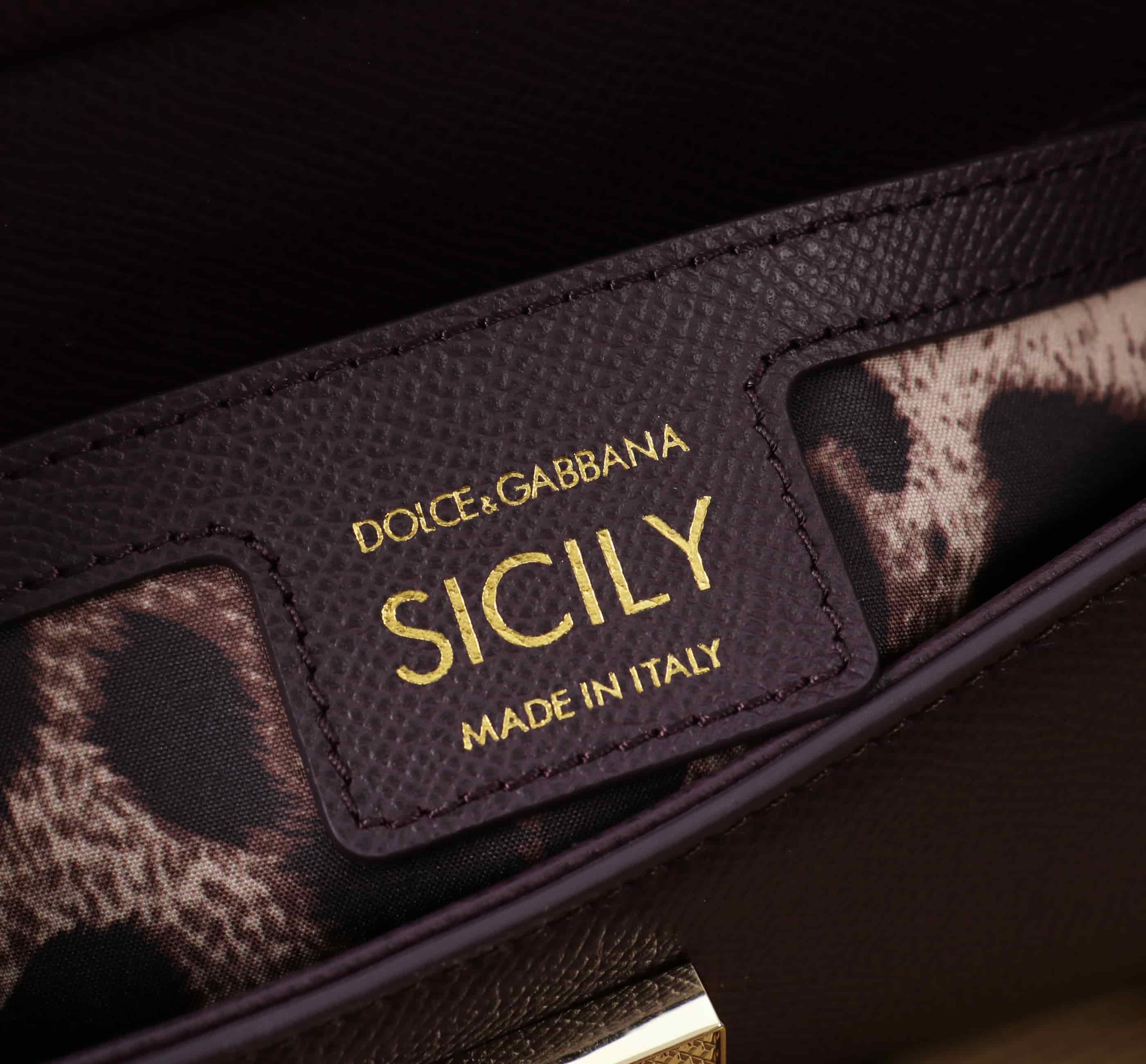 Dolce & Gabbana Miss Sicily top handle bag calfskin leather Chocolate high